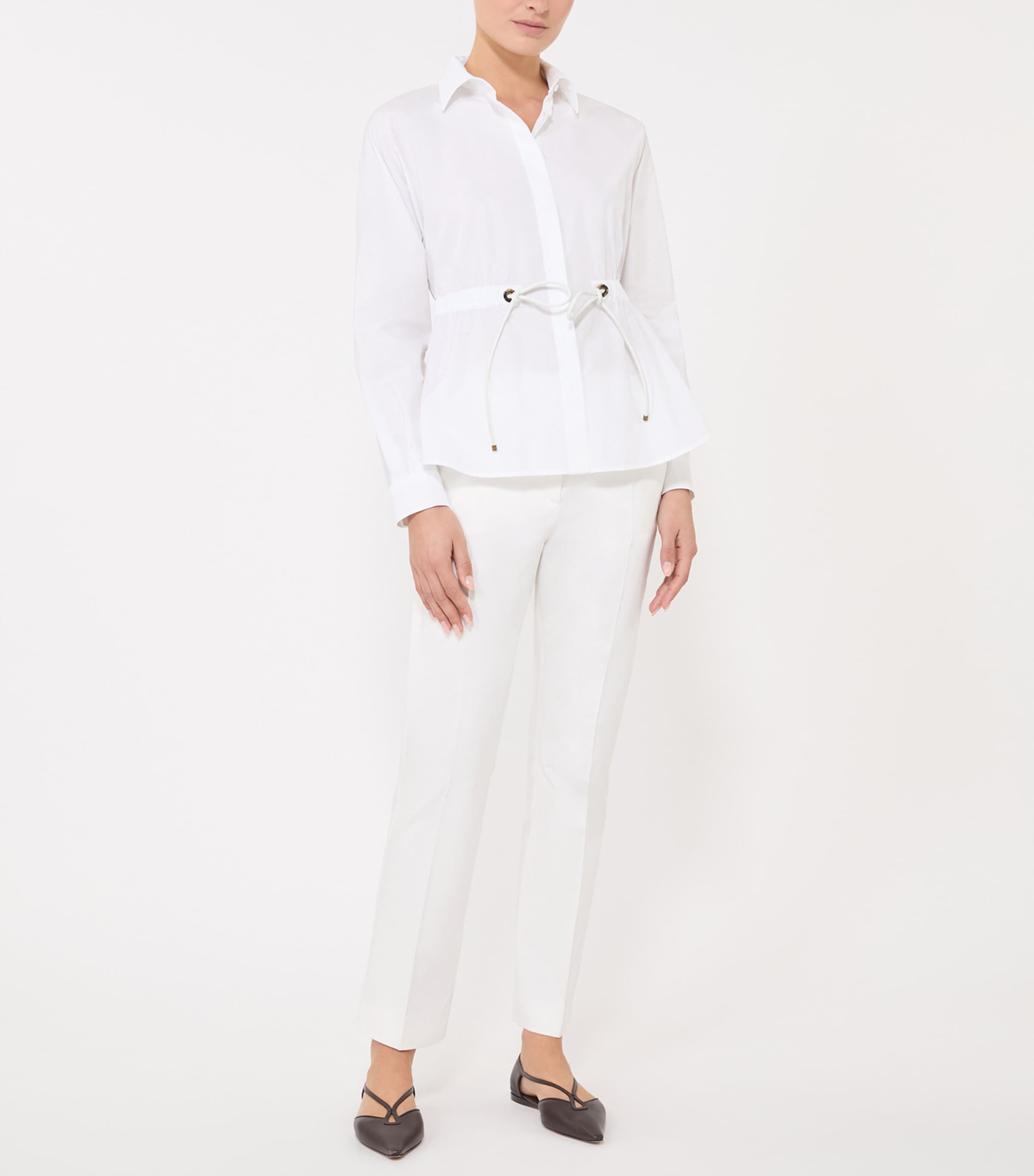 Max Mara Womens Stretch-Cotton Tailored Trousers Silk Image 2