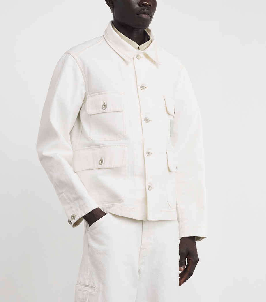 C.P. Company Mens Pocket-Detail Denim Jacket Gauze White Image 4