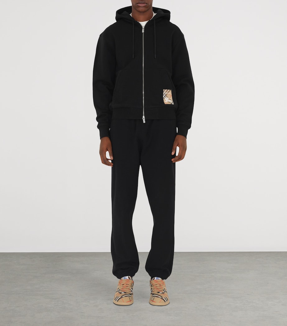 Cotton Check-Detail Sweatpants BLACK Image 2