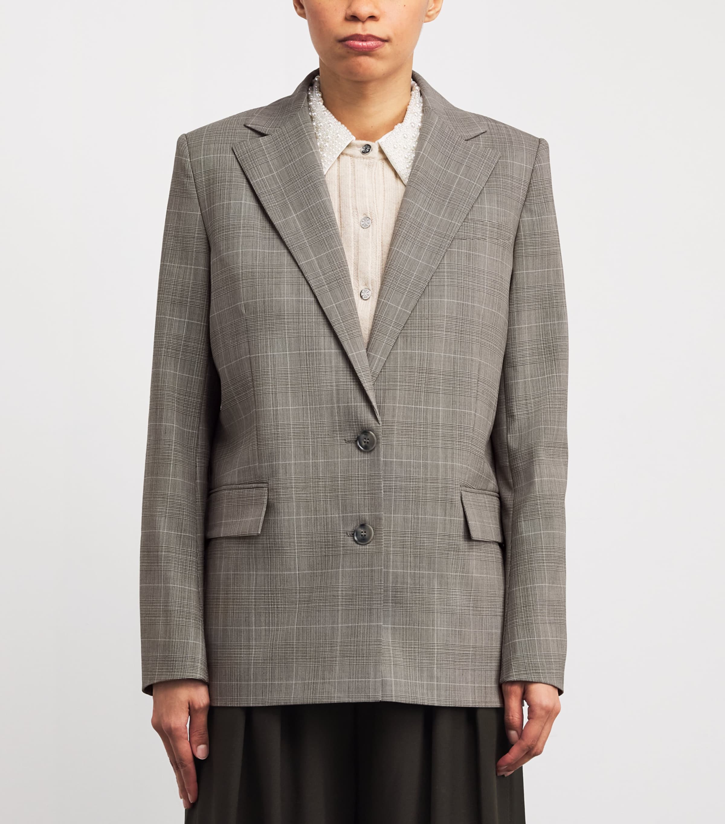 Wool-Blend Check Blazer GREY Image 3