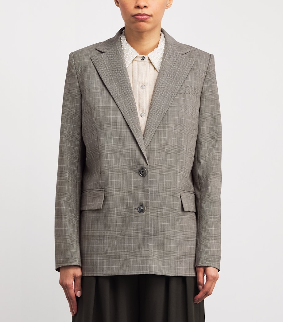 Wool-Blend Check Blazer GREY Image 3