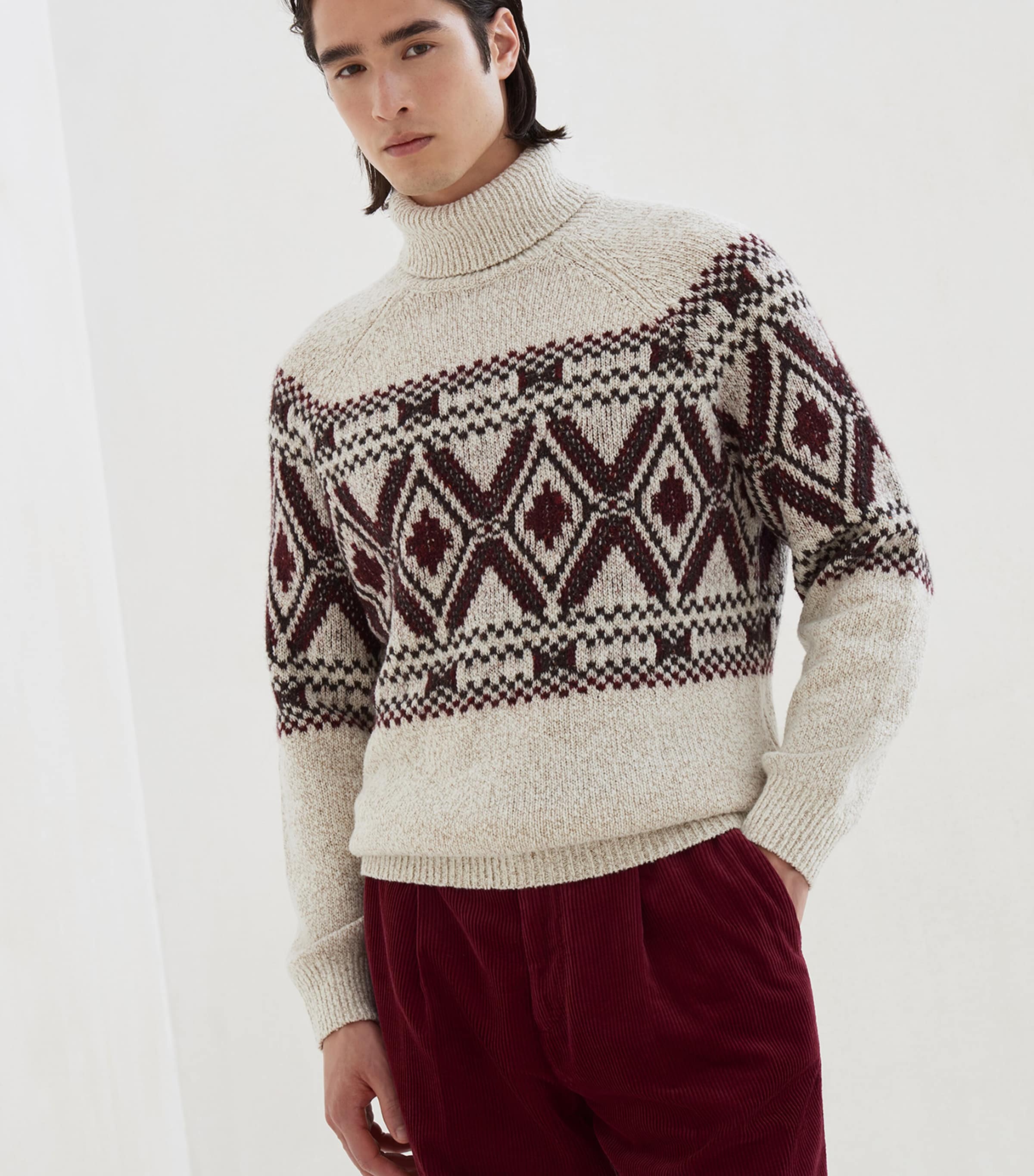 Mouliné Virgin Wool-Silk-Cashmere Jacquard Sweater CPW29 Image 2