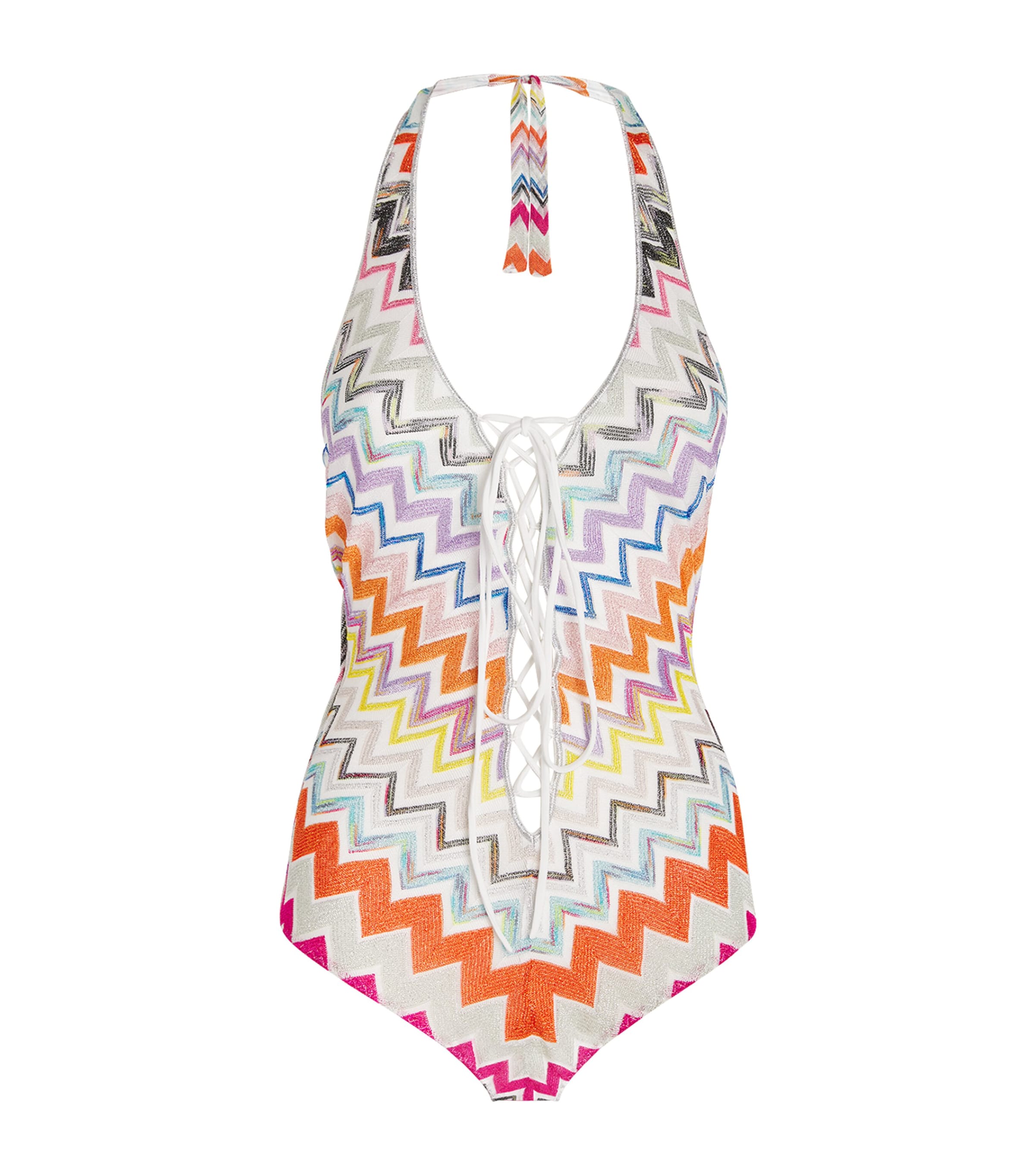 Shop Missoni Zigzag Halterneck Swimsuit