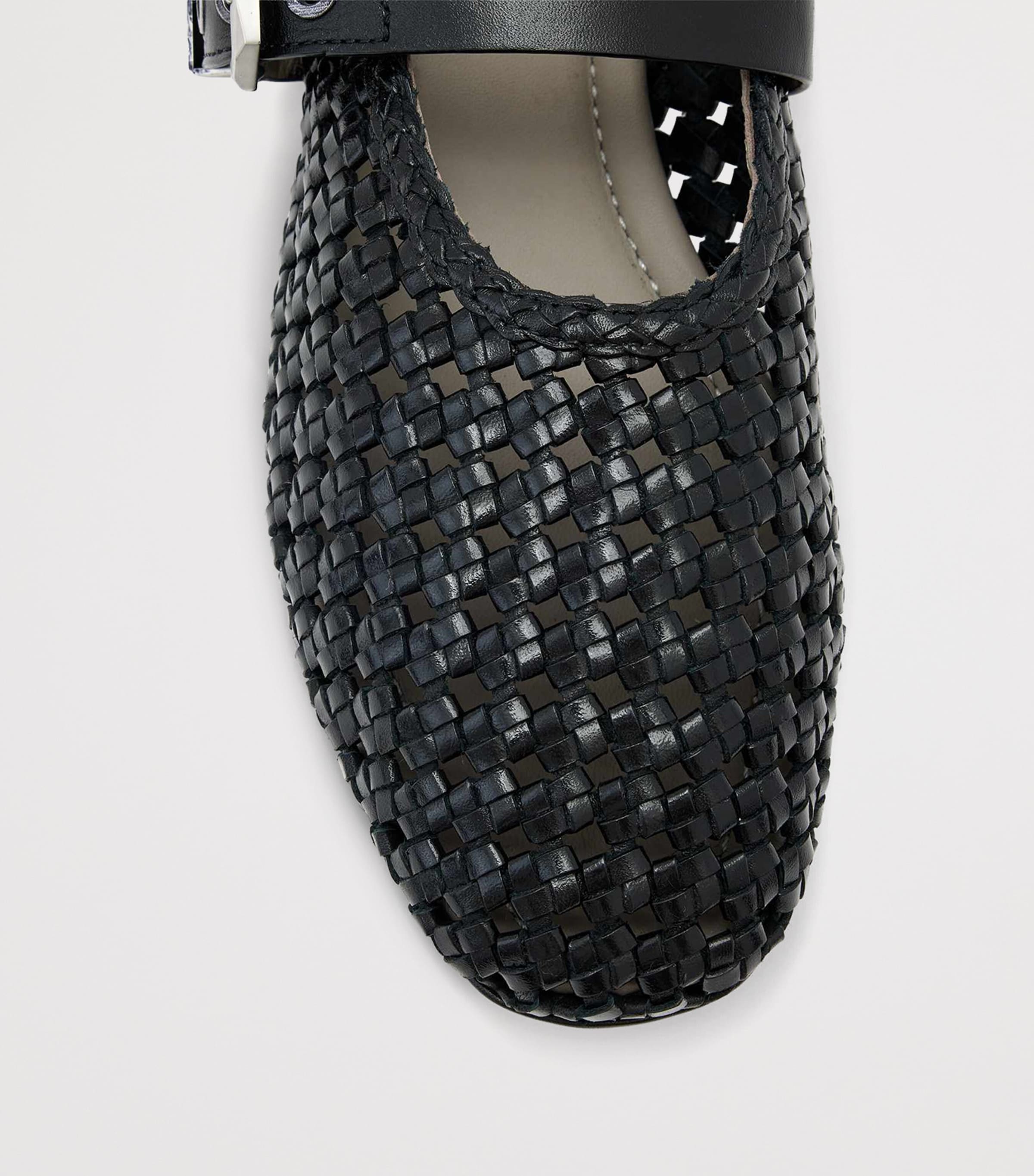 AllSaints Woven Leather Sabine Ballet Flats Black Image 3