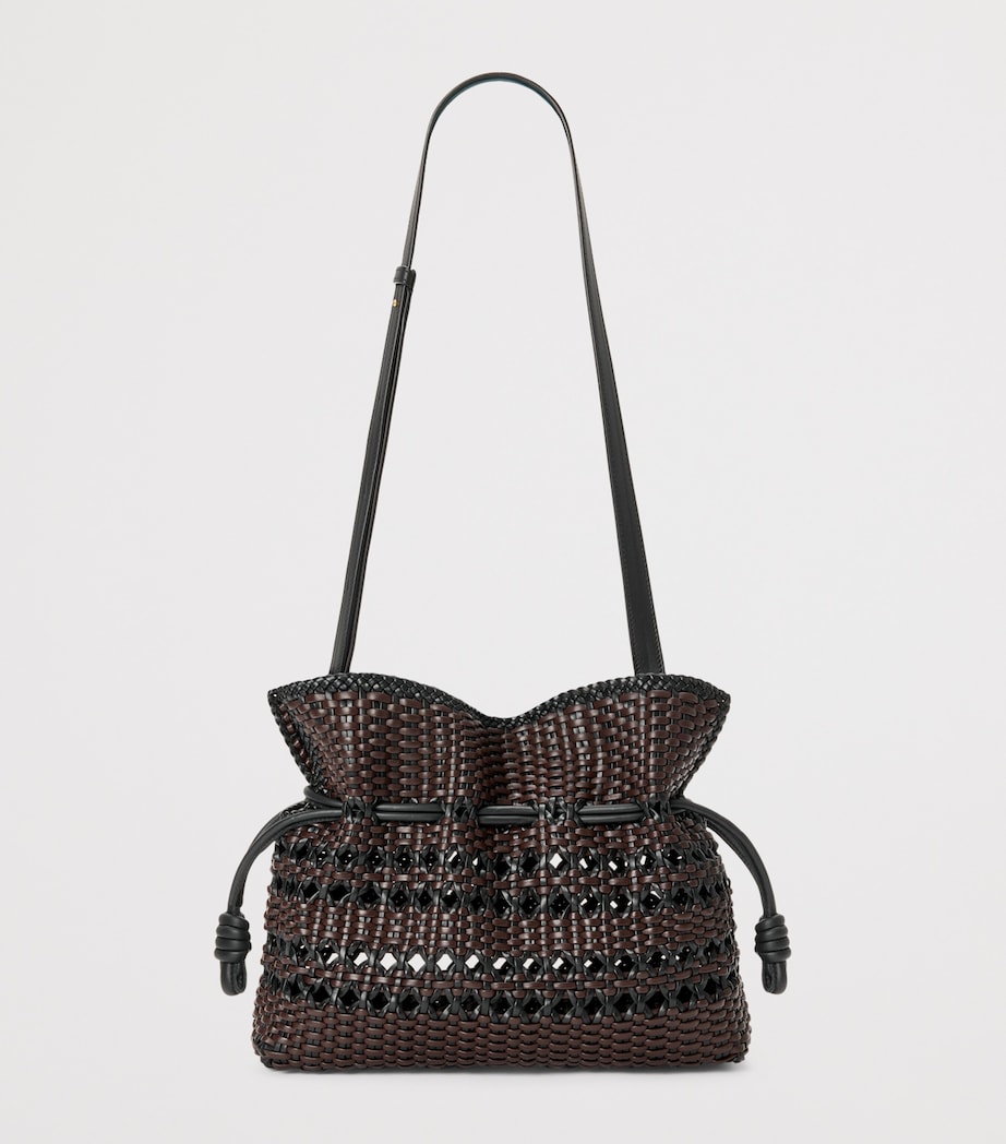 Leather Woven Flamenco Clutch Bag BLACK/BROWN Image 4