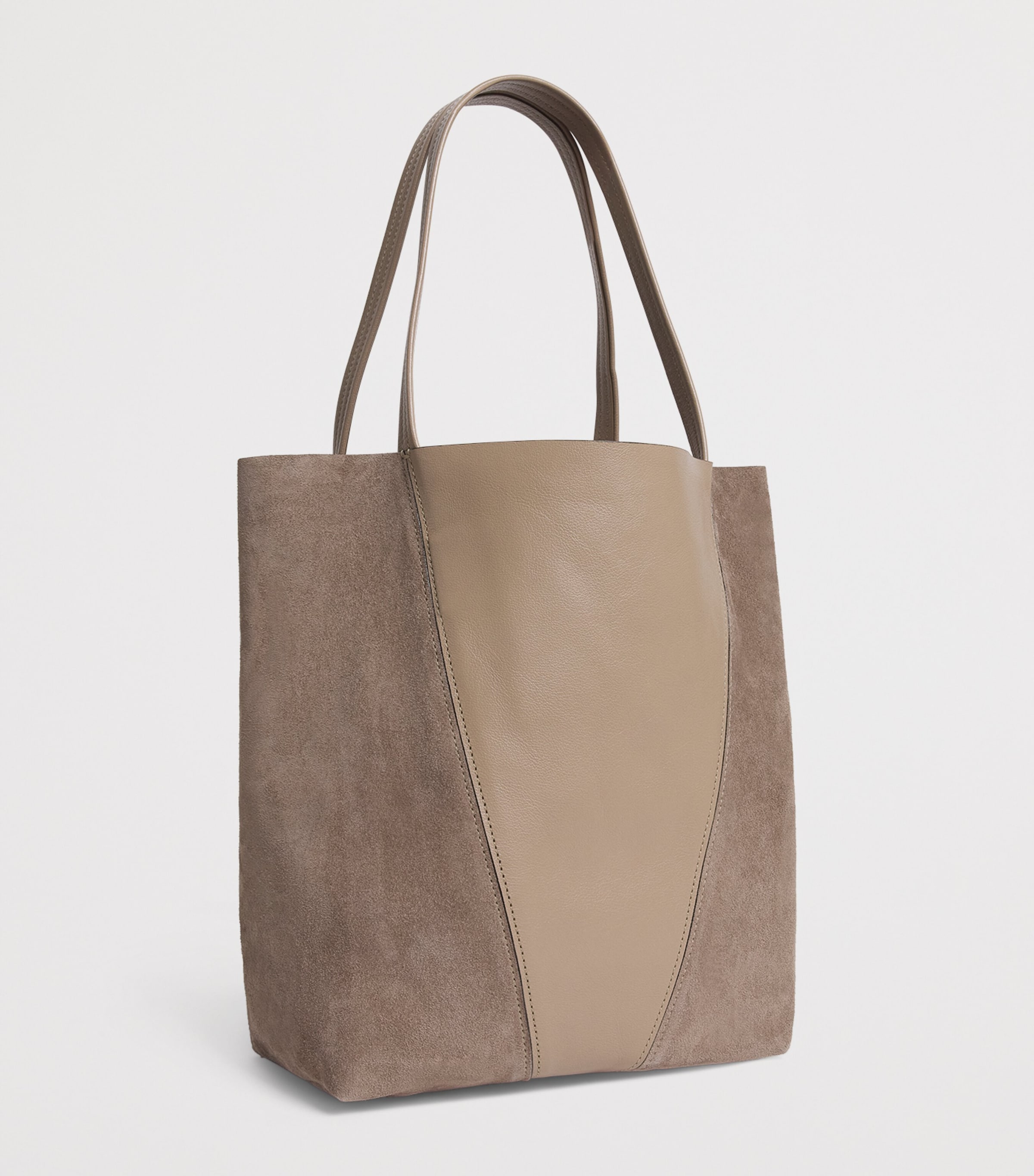 Medium Leather-Suede Spin Tote Bag BOYISH BROWN Image 2