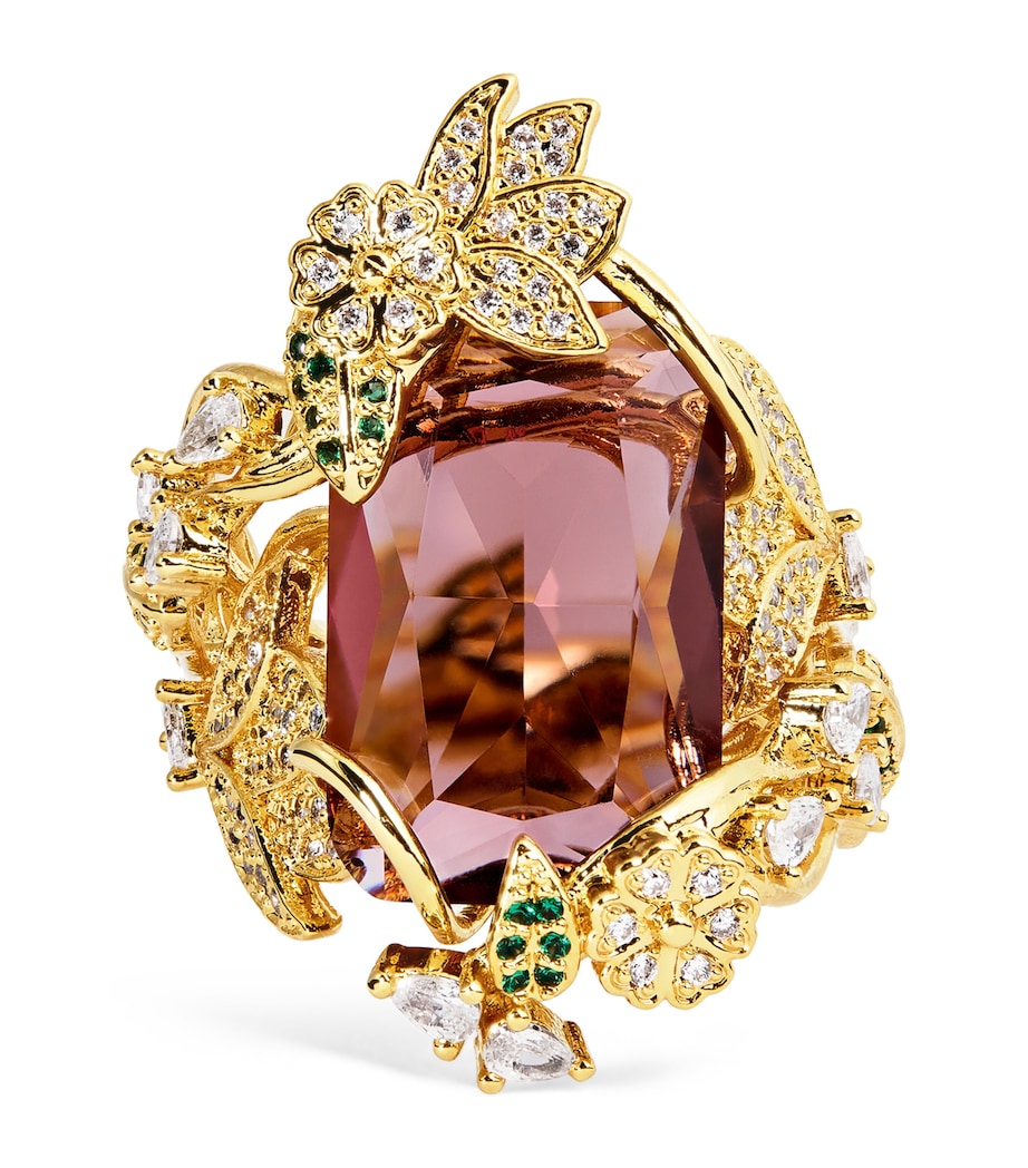 Embellished Bloom Cocktail Ring GOLD/BURGUNDYGLDBUR Image 1