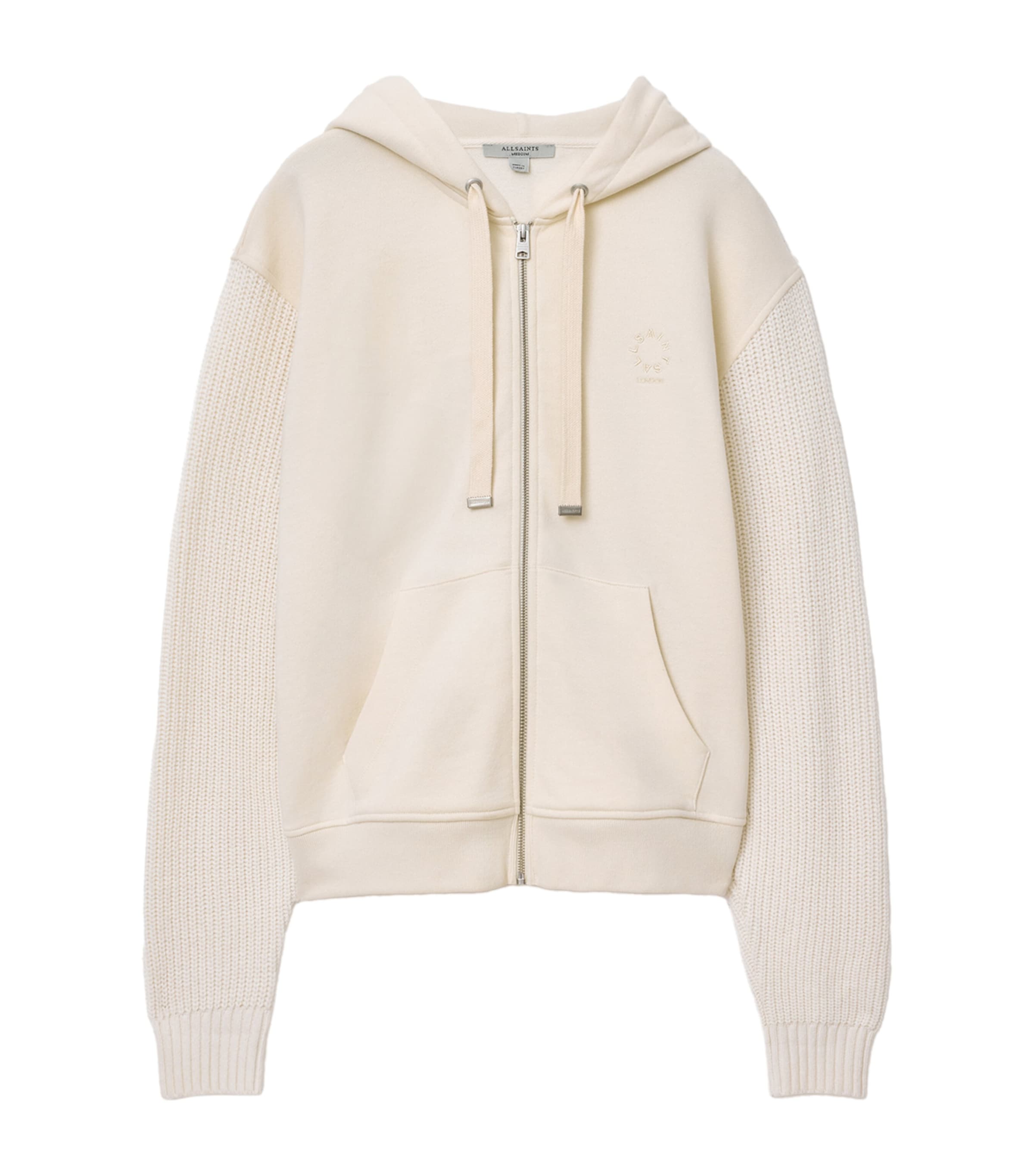 Allsaints Amphie Knit Hoodie In White