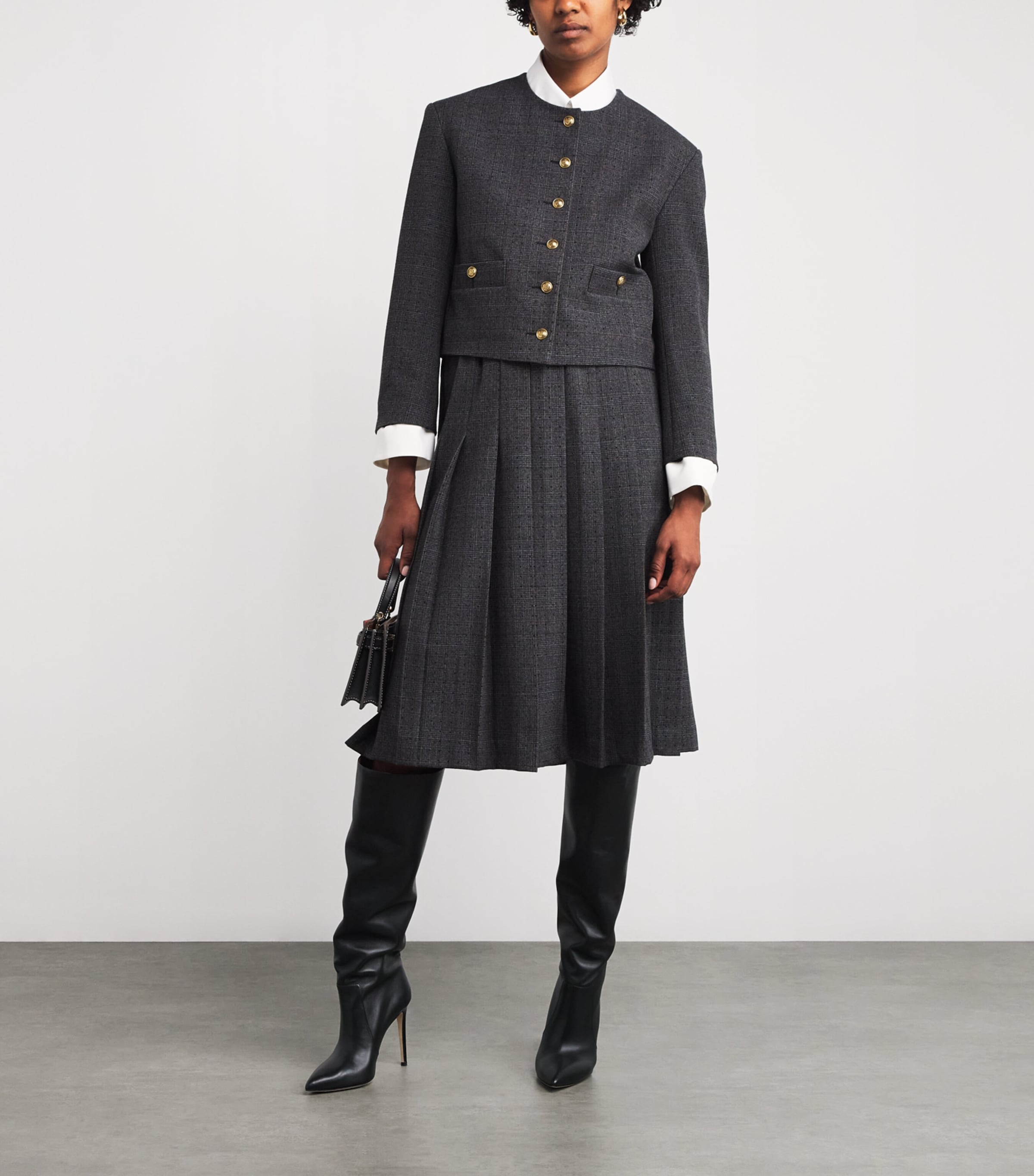 Checked Rhinestone-Embellished Jacket GREY / BROWN Image 2