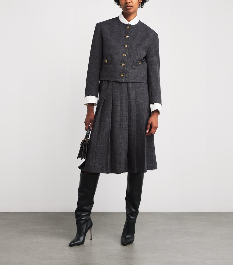 Checked Rhinestone-Embellished Jacket GREY / BROWN Image 2