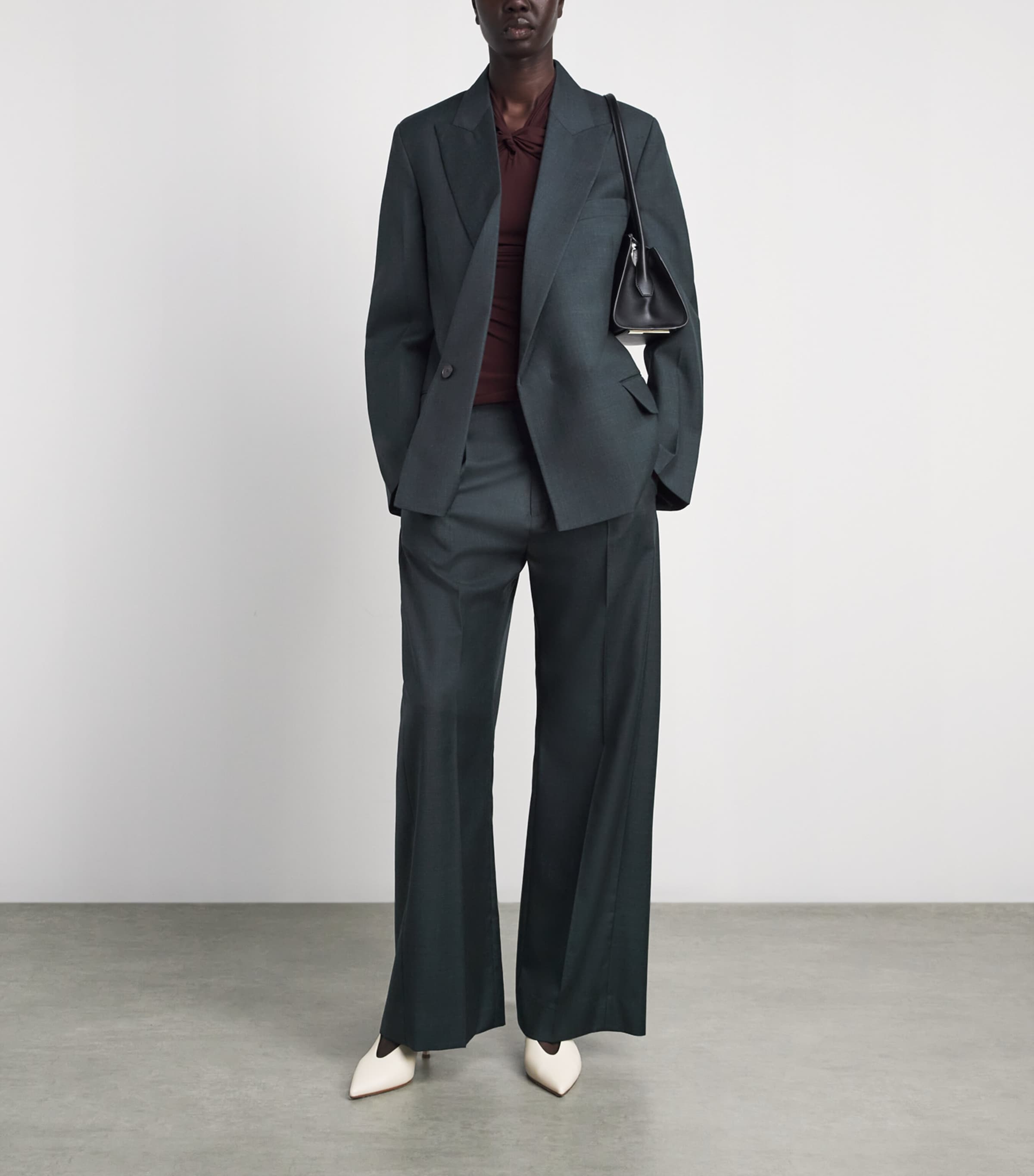Victoria Beckham Womens Wool Layered Blazer Green Image 2