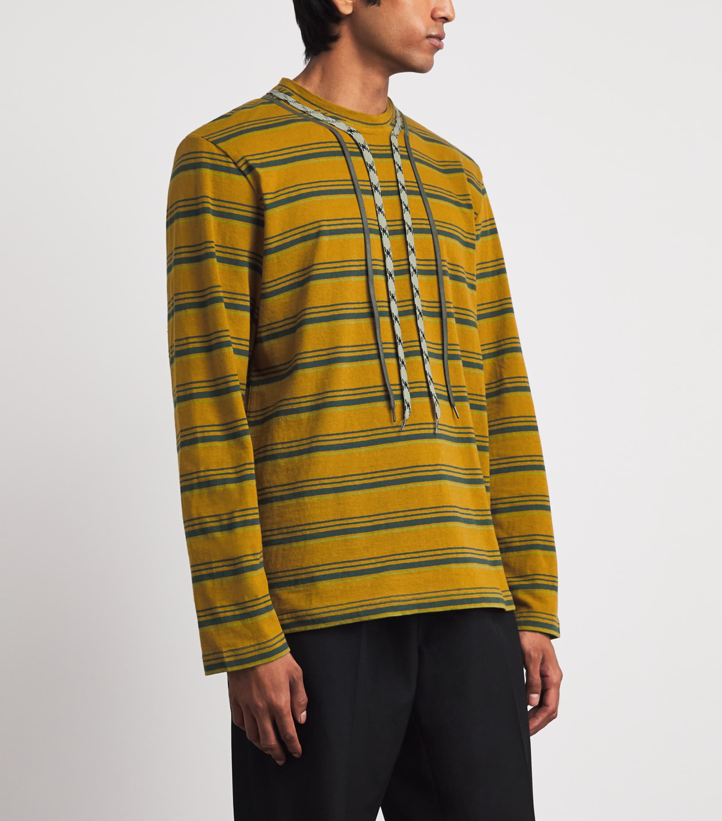 Craig Green Mens Stripe Lace Long-Sleeve T-Shirt Yellow Stripe Image 4