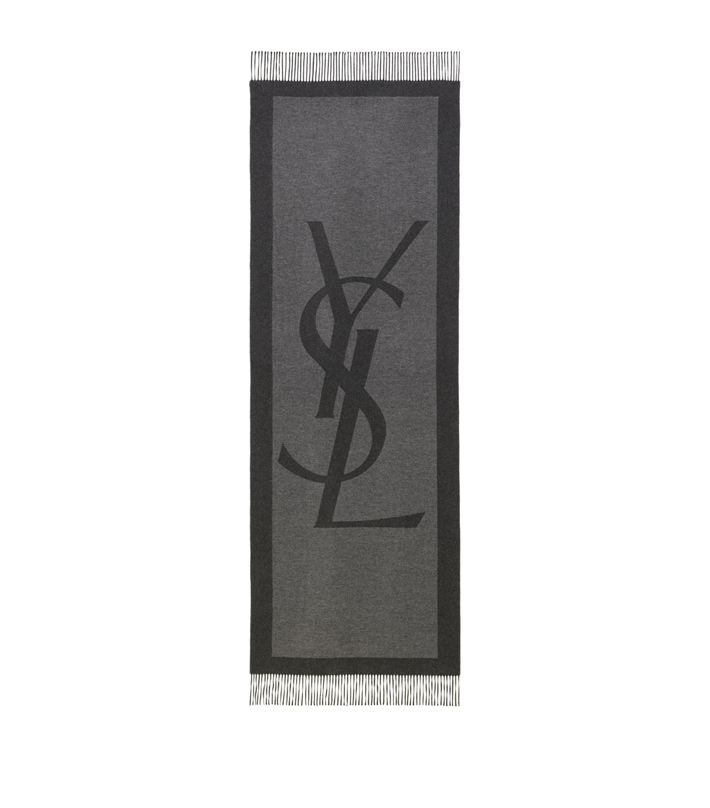 Saint Laurent Silk Logo Scarf In Blue