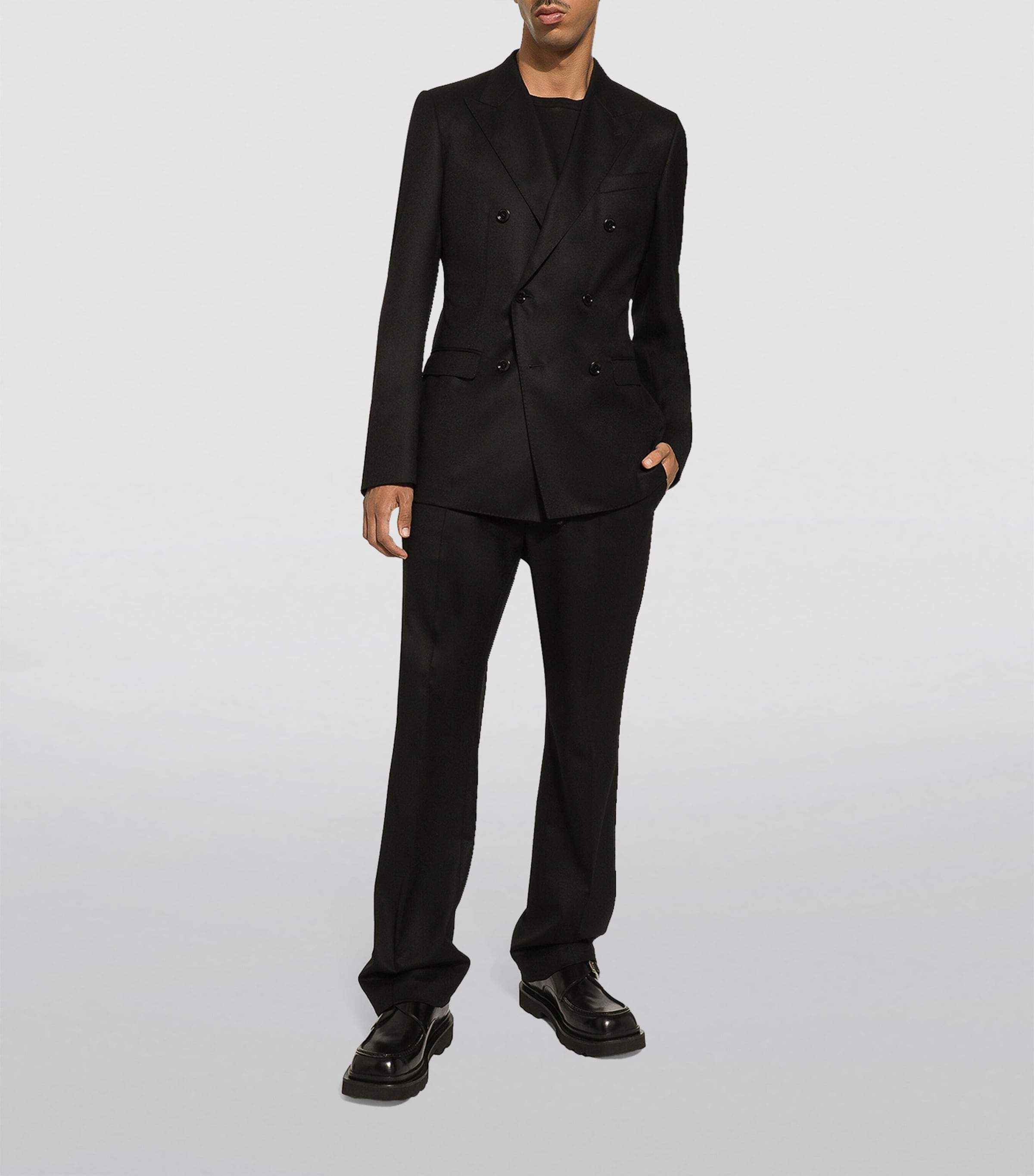 Virgin Wool Double-Breasted Blazer N0000-BLACK Image 4