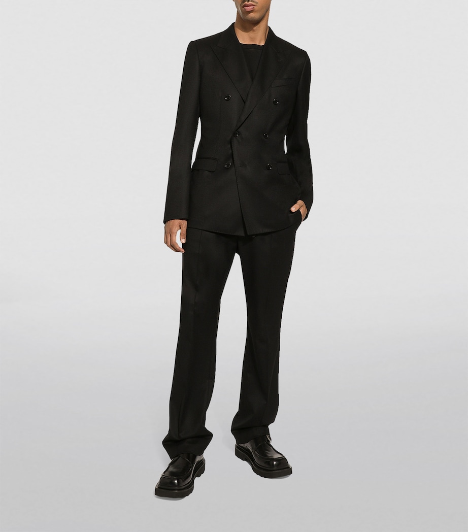 Virgin Wool Double-Breasted Blazer N0000-BLACK Image 4