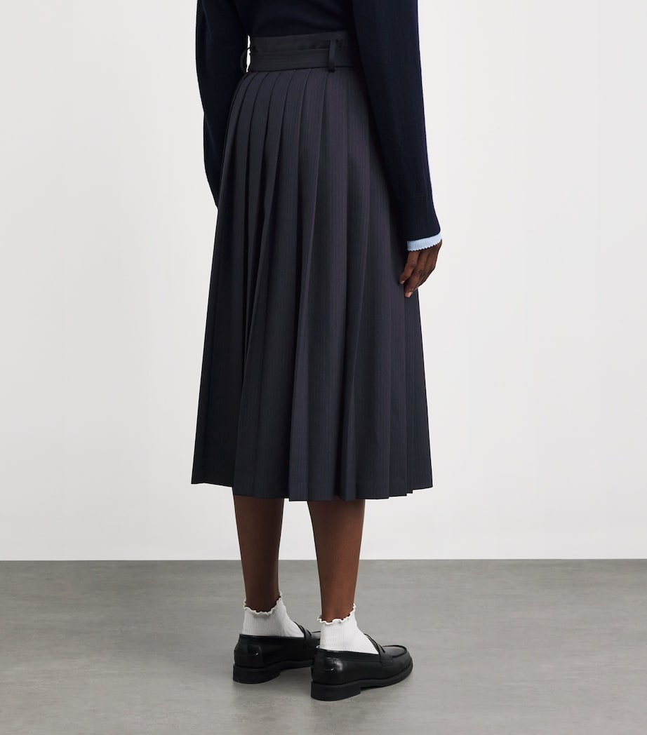 Wool-Blend Pleated Midi Skirt NAVY BLUE Image 4