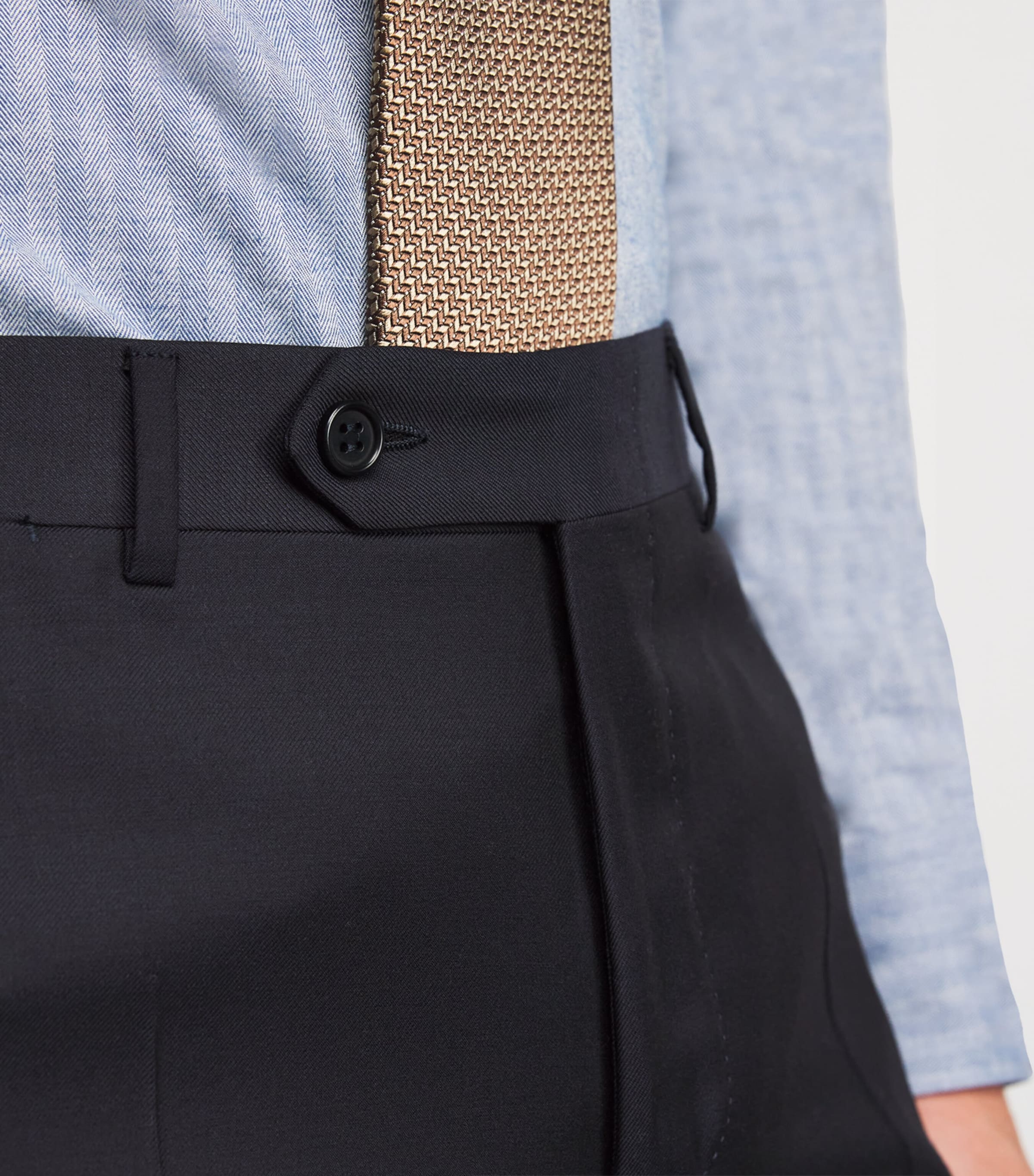 Wool Straight Trousers 31 NAVY Image 6