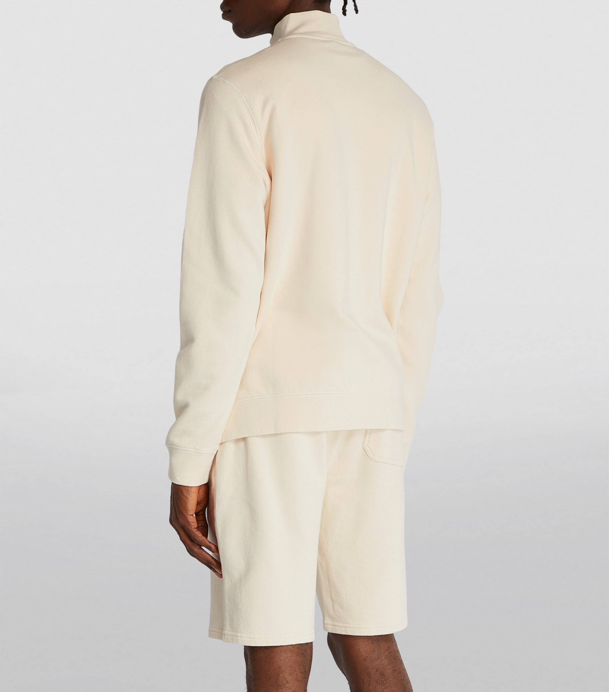 Sunspel Mens Cotton-Blend Half-Zip Sweatshirt Nuab/undyed Image 4