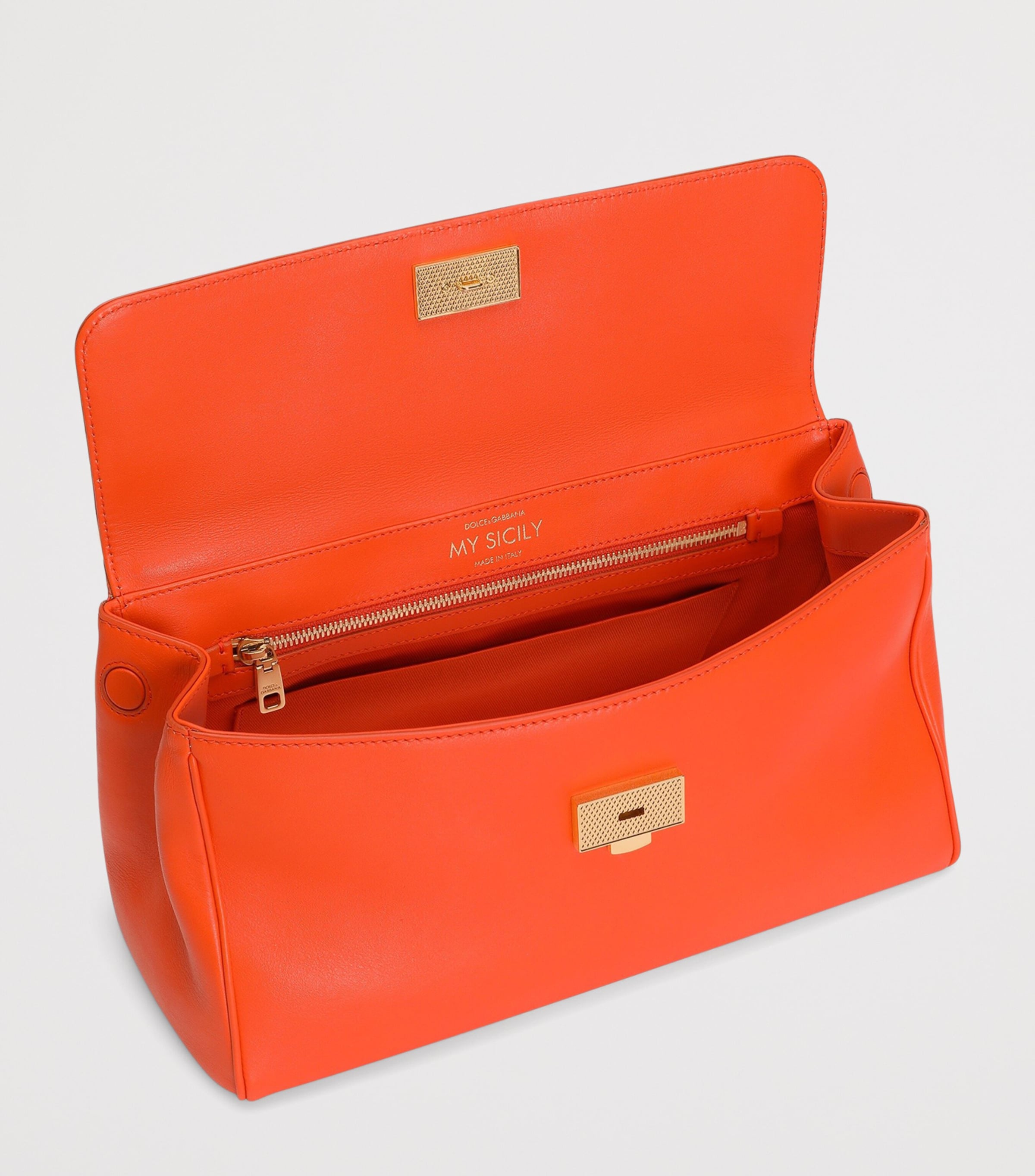 Dolce&Gabbana Leather My Sicily Top-Handle Bag Orange Image 6