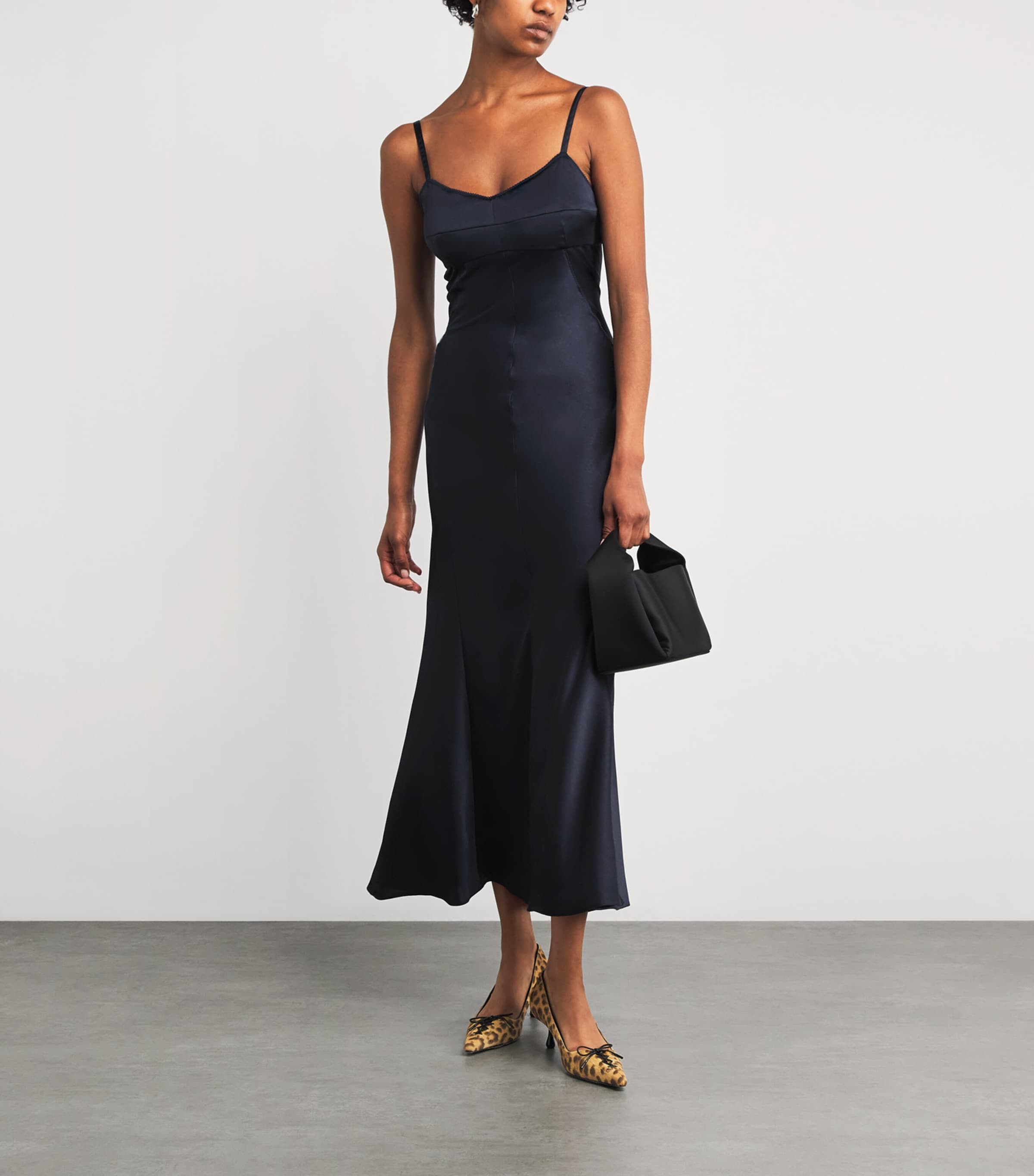 Satin Maxi Dress NAVY BLUE Image 2