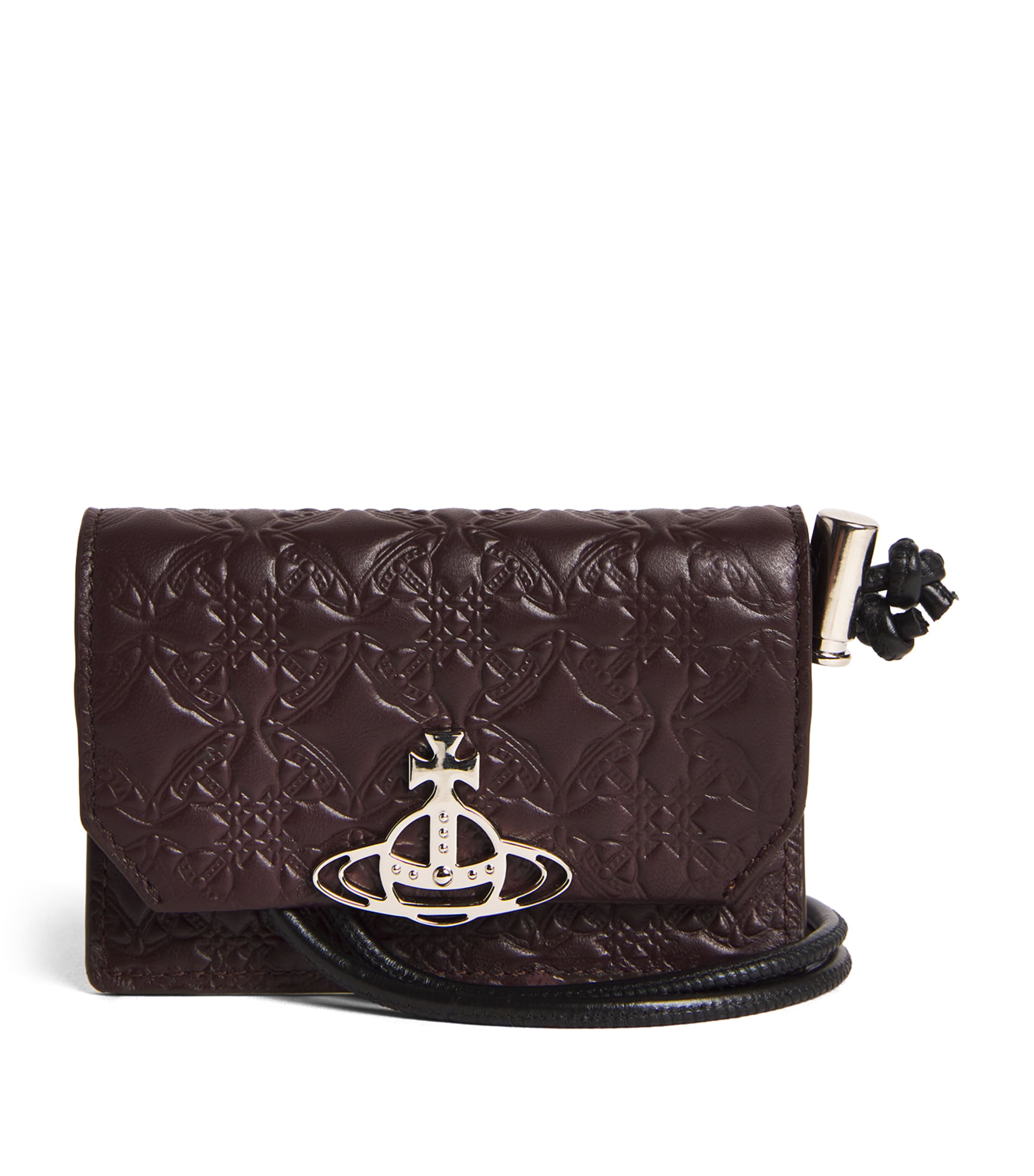 Vivienne Westwood Leather Embossed Orb Card Holder In Brown