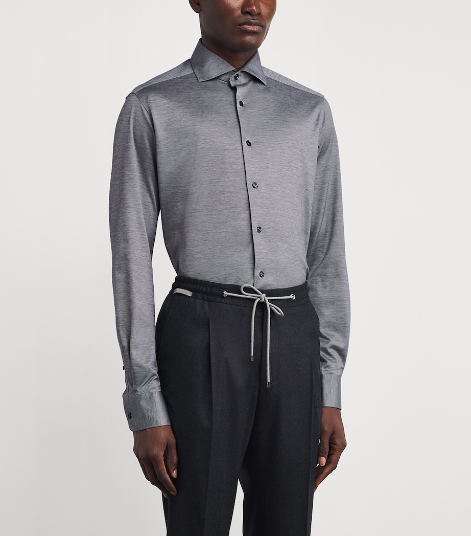 Cotton Filo di Scozia Contemporary Fit Shirt BLACK Image 3