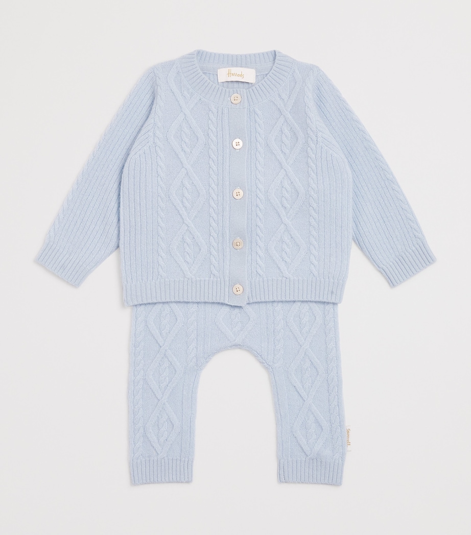 Cashmere Cable-Knit Cardigan (0-18 Months) BLUE Image 3
