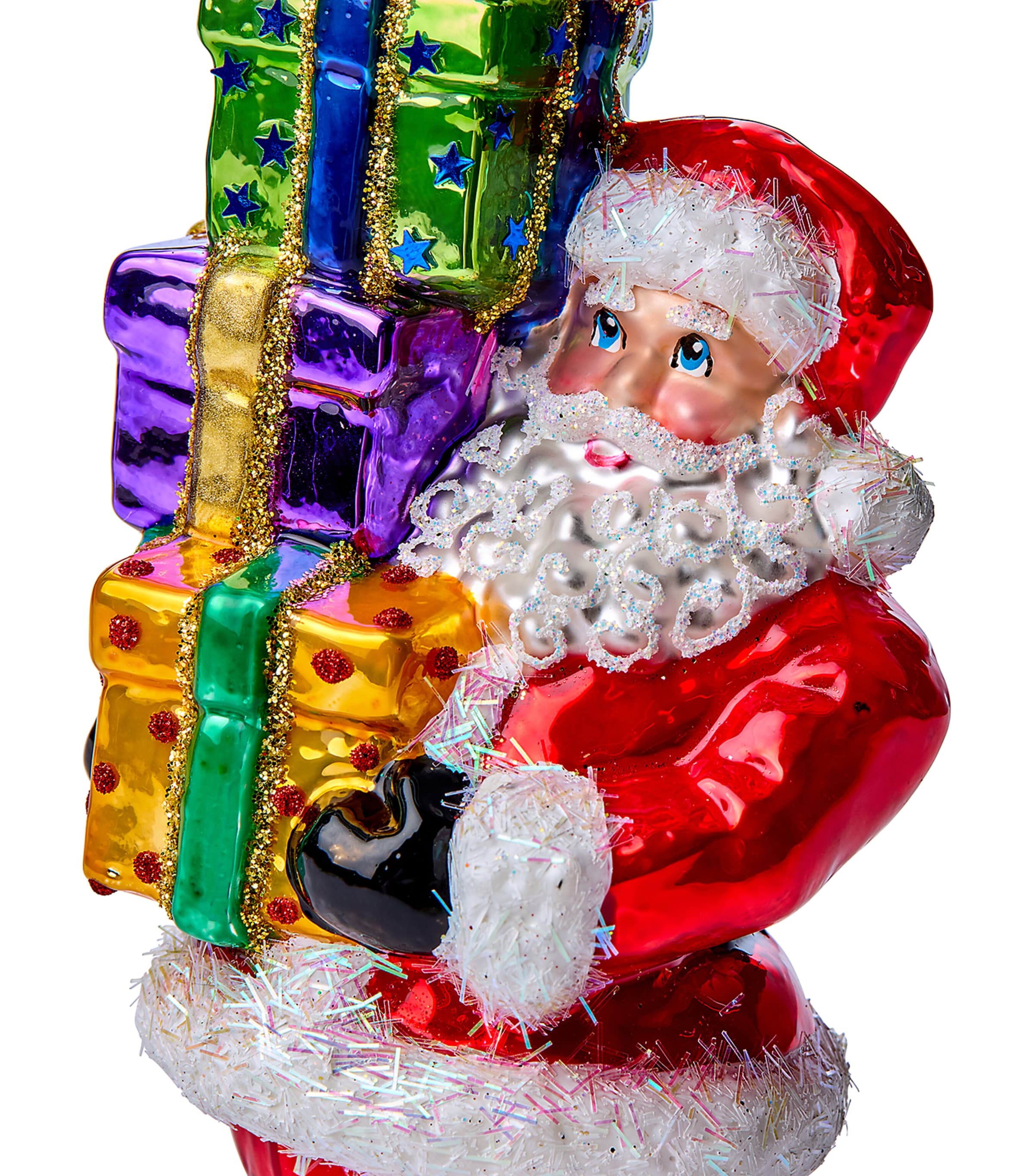 Harrods Glass Santa Stack Of Presents Tree Ornament Image 2