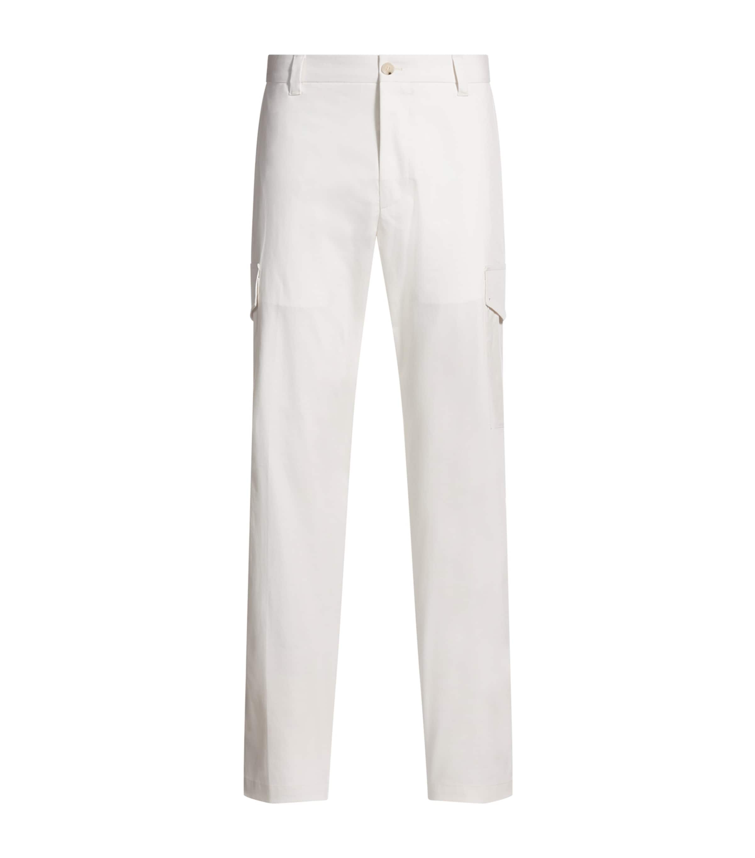 Hugo Boss Cotton-silk-blend Cargo Trousers In White