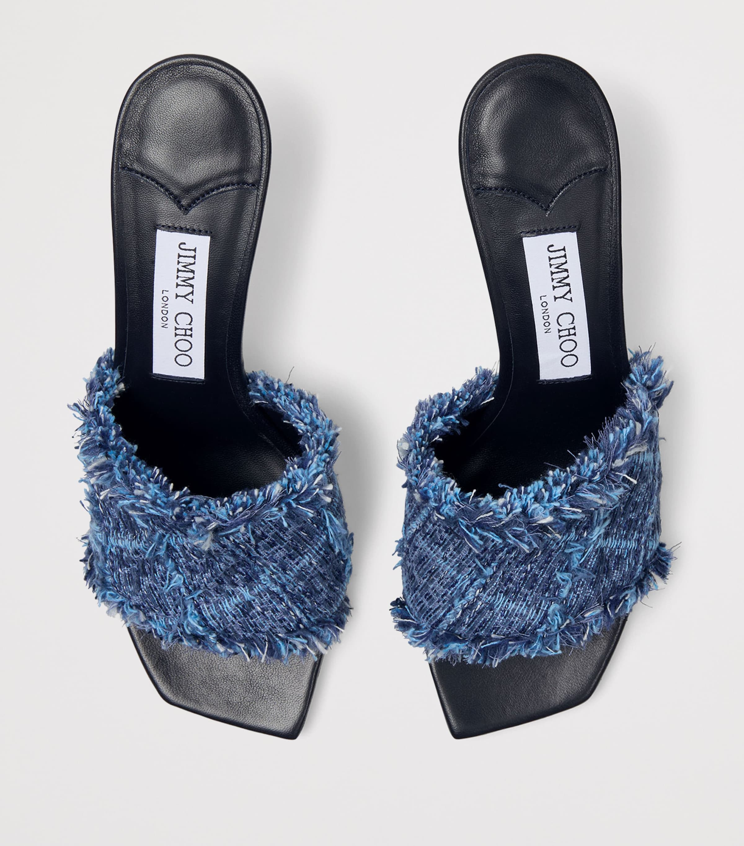 Jimmy Choo Blue Alexia 70 Woven Heeled Mules | Harrods UK