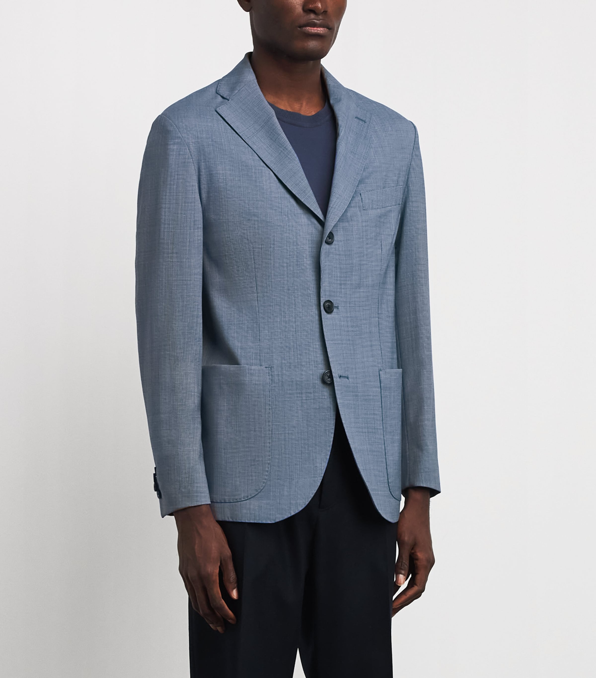 Eton Mens Lana Tech Blazer Mid Blue Image 4