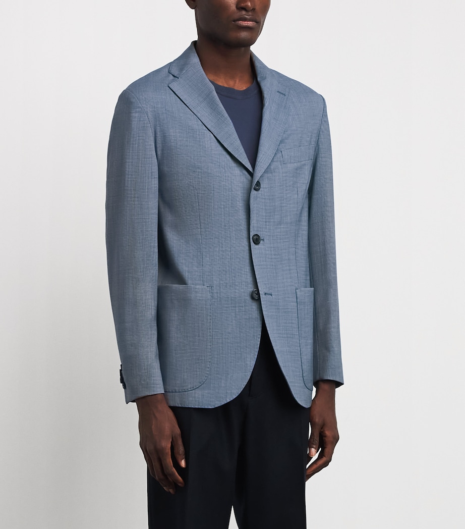 Eton Mens Lana Tech Blazer Mid Blue Image 4