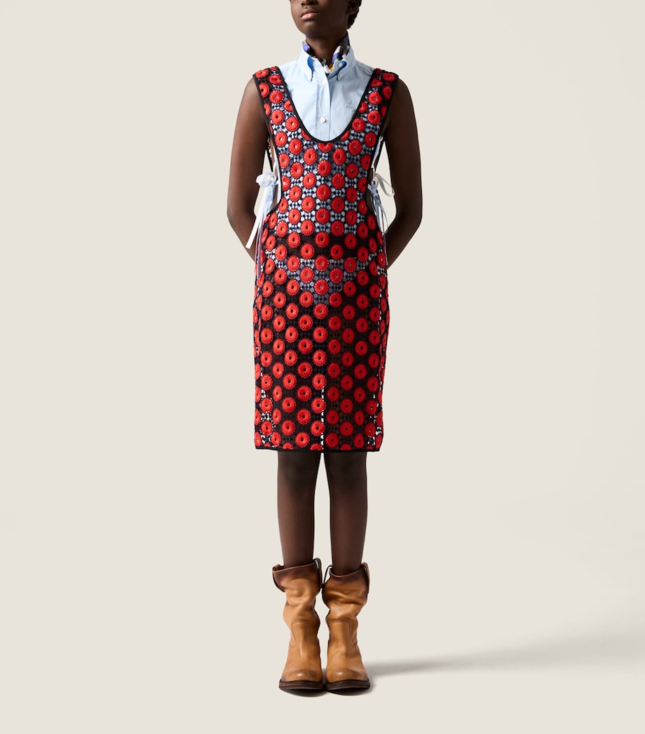 Miu Miu Womens Macramé Apron Midi Dress Image 2