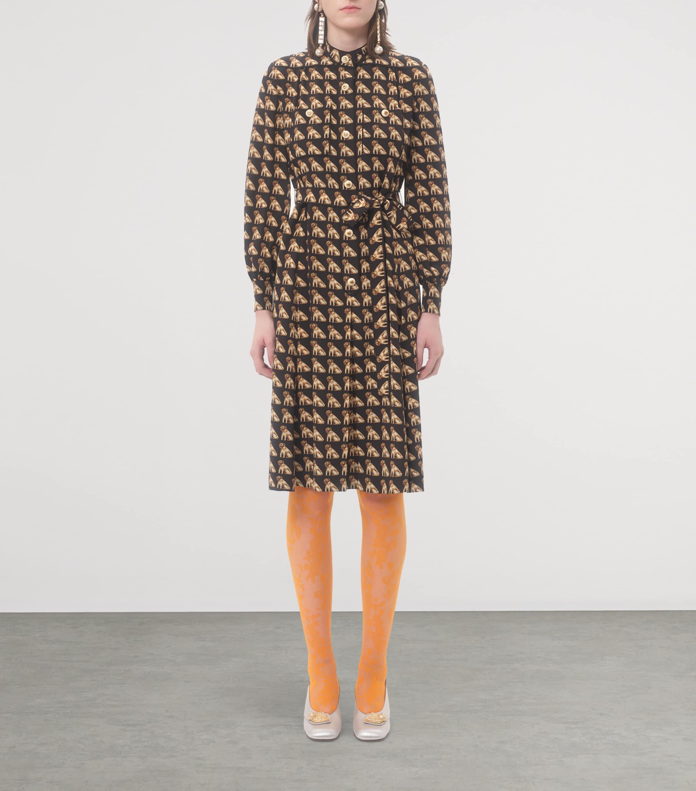 Silk Dog Print Midi Dress K92 Image 2