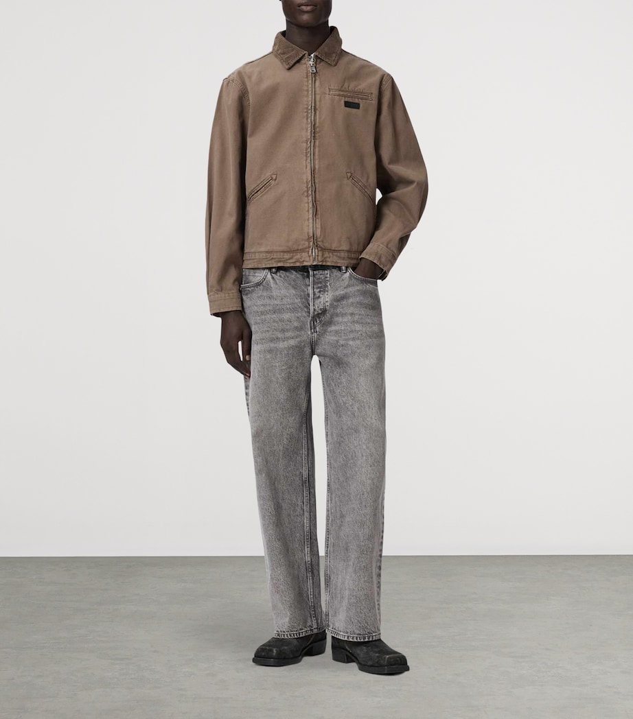 AllSaints Mens Organic Cotton Canvas Korey Jacket Mire Brown Image 5
