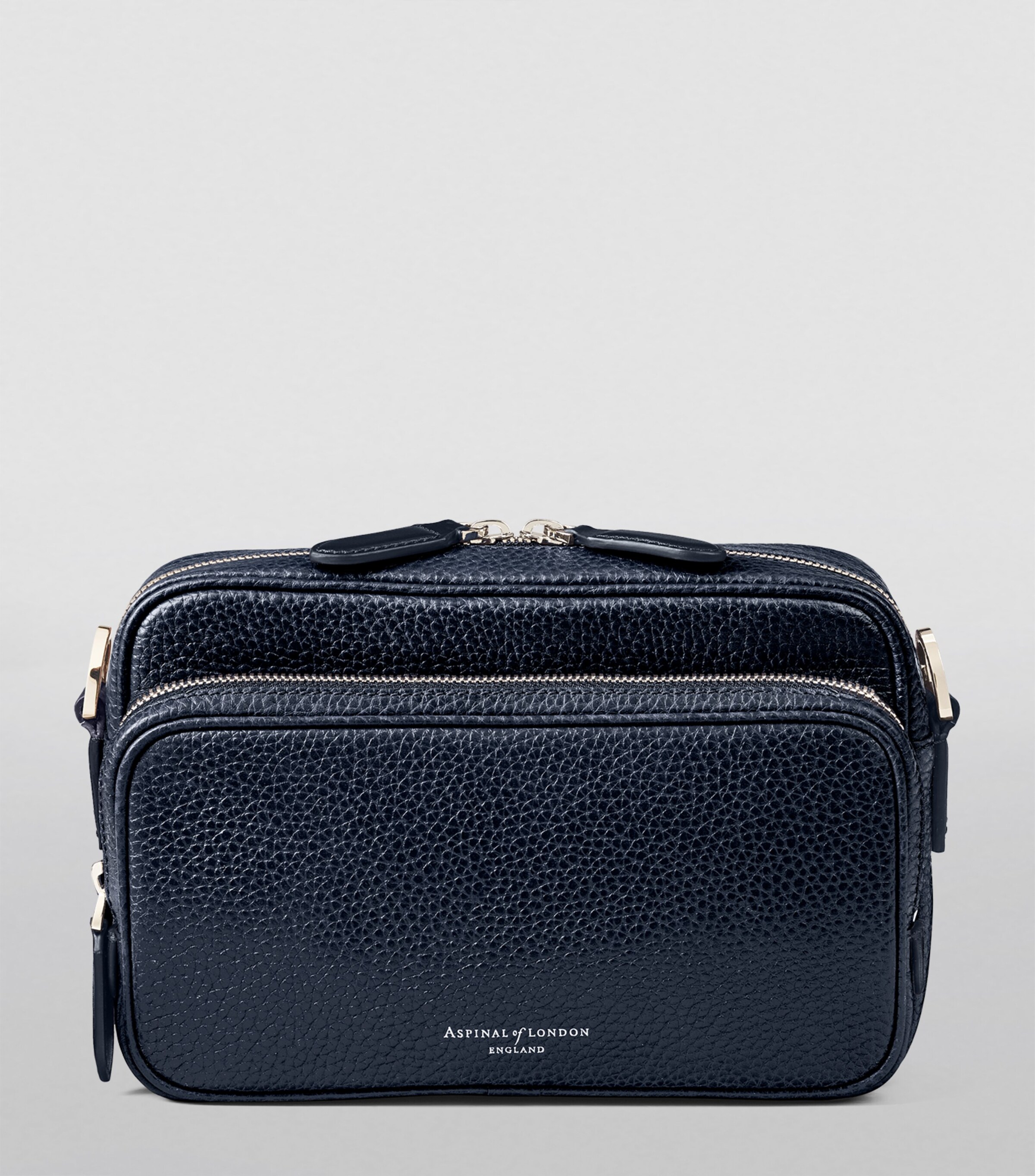 Leather Reporter East West Messenger Bag NAVY Image 9