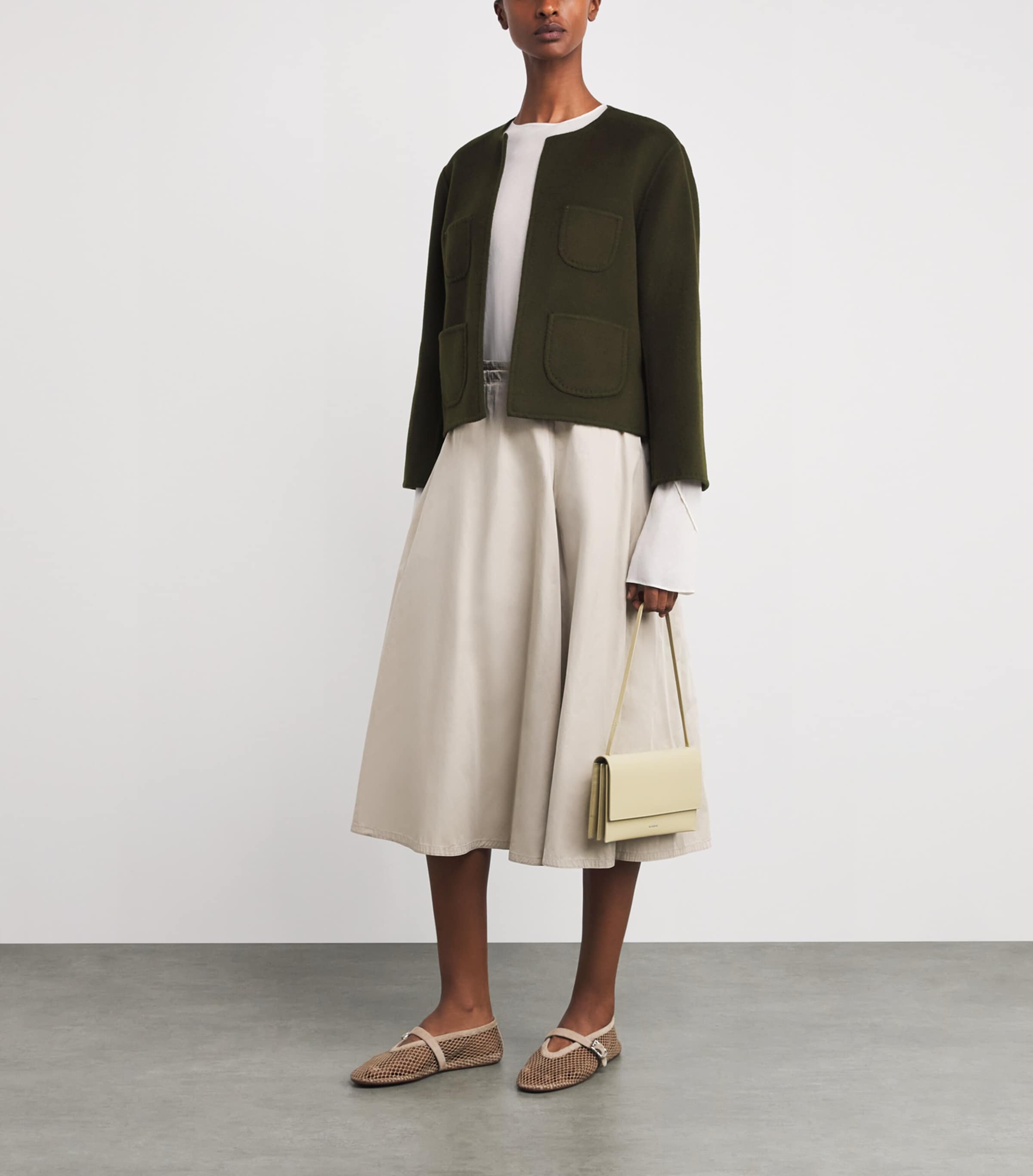 Wolk Morais Womens Cashmere Four Pocket Jacket Moss Image 2