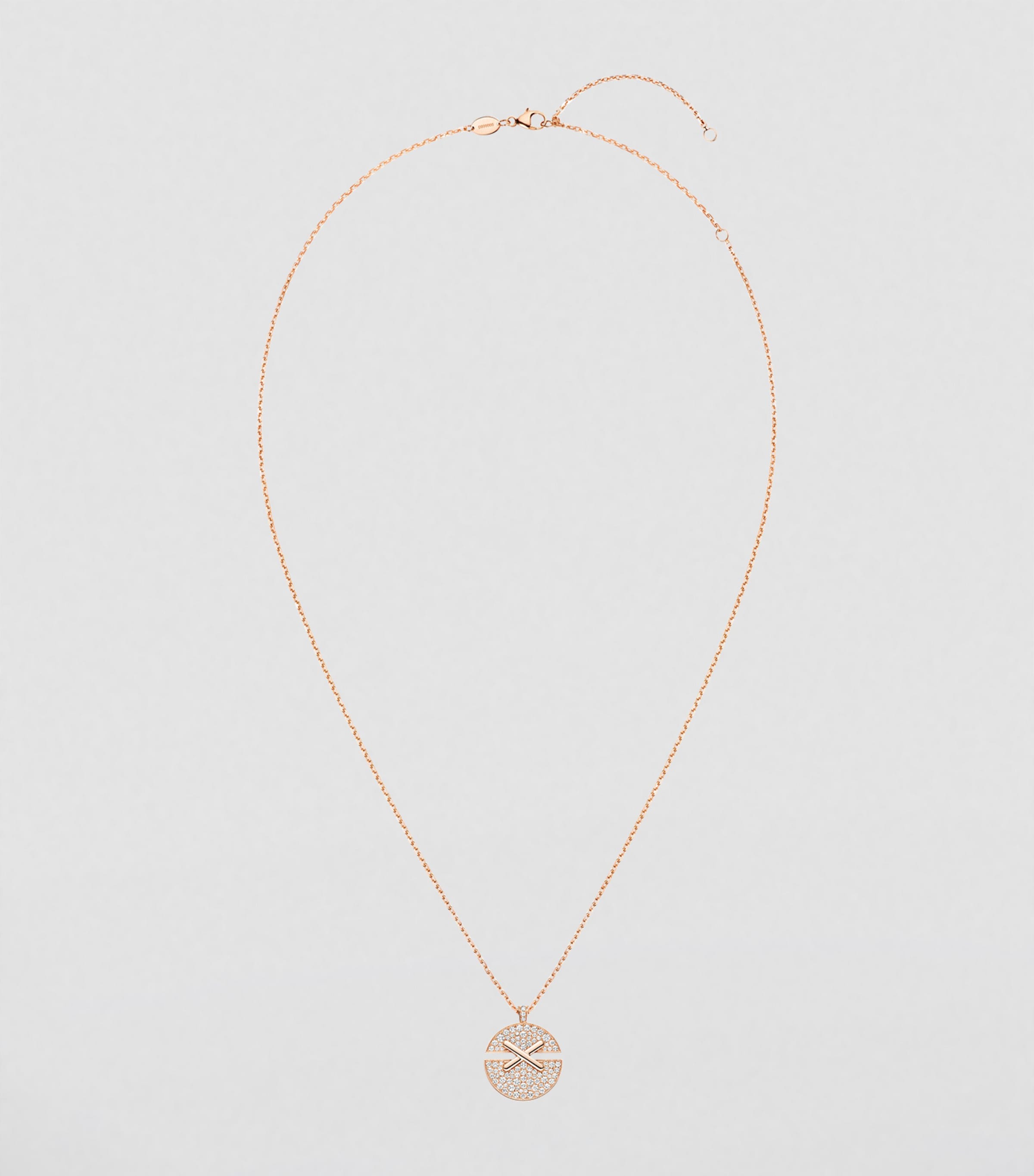 Medium Rose Gold and Diamond Jeux de Liens Harmony Pendant Necklace PINK GOLD Image 2