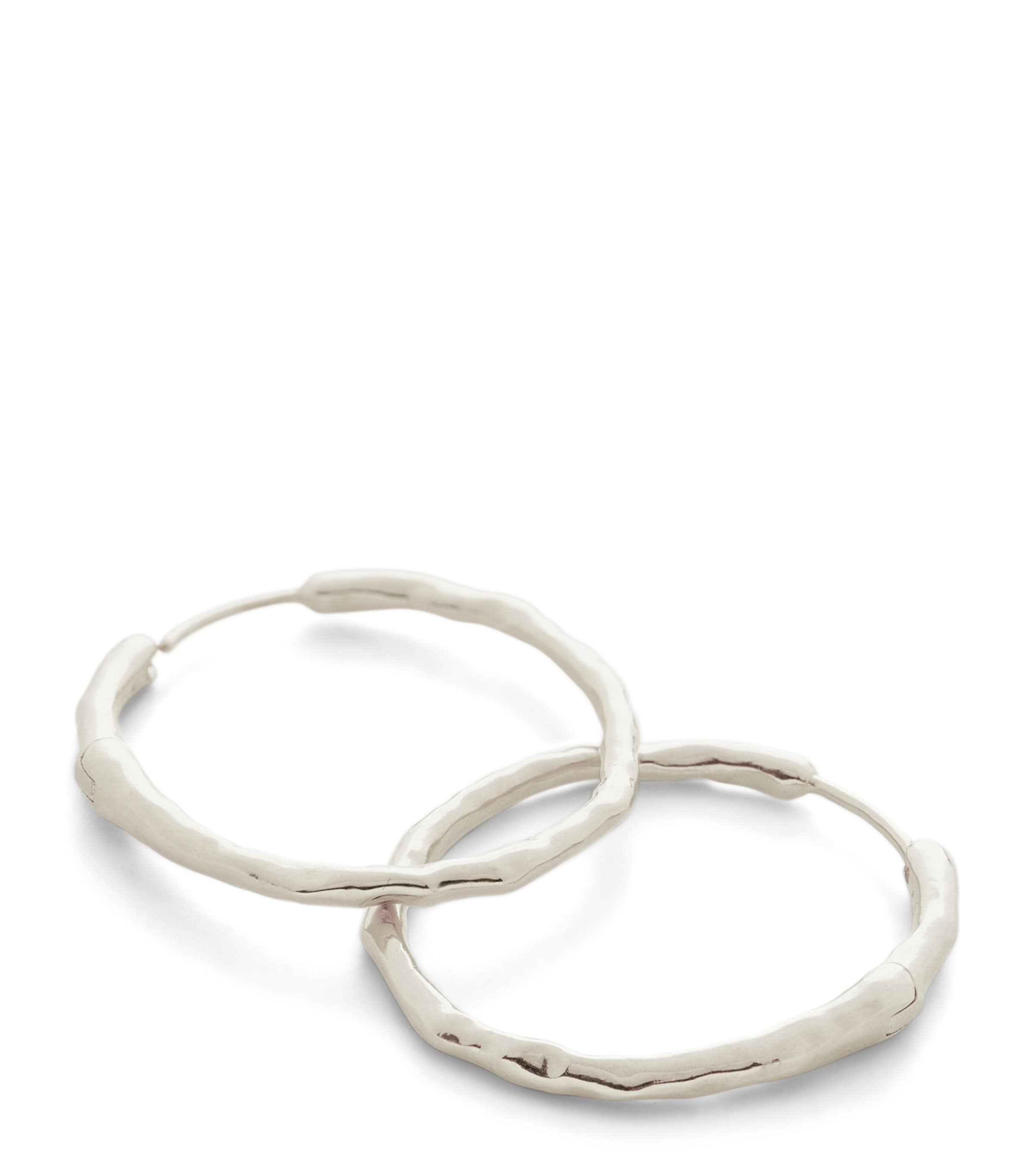 Monica Vinader Medium Sterling Silver MV Siren Muse Hoop Earrings Sterling Silver Image 1