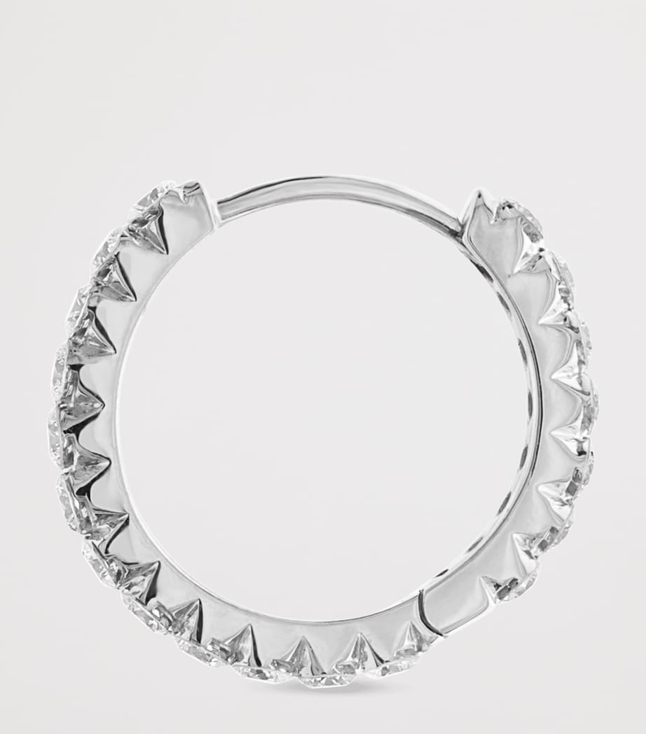 Invisible Set Diamond Eternity Single Hoop Earring (11mm) WHITE GOLD Image 2