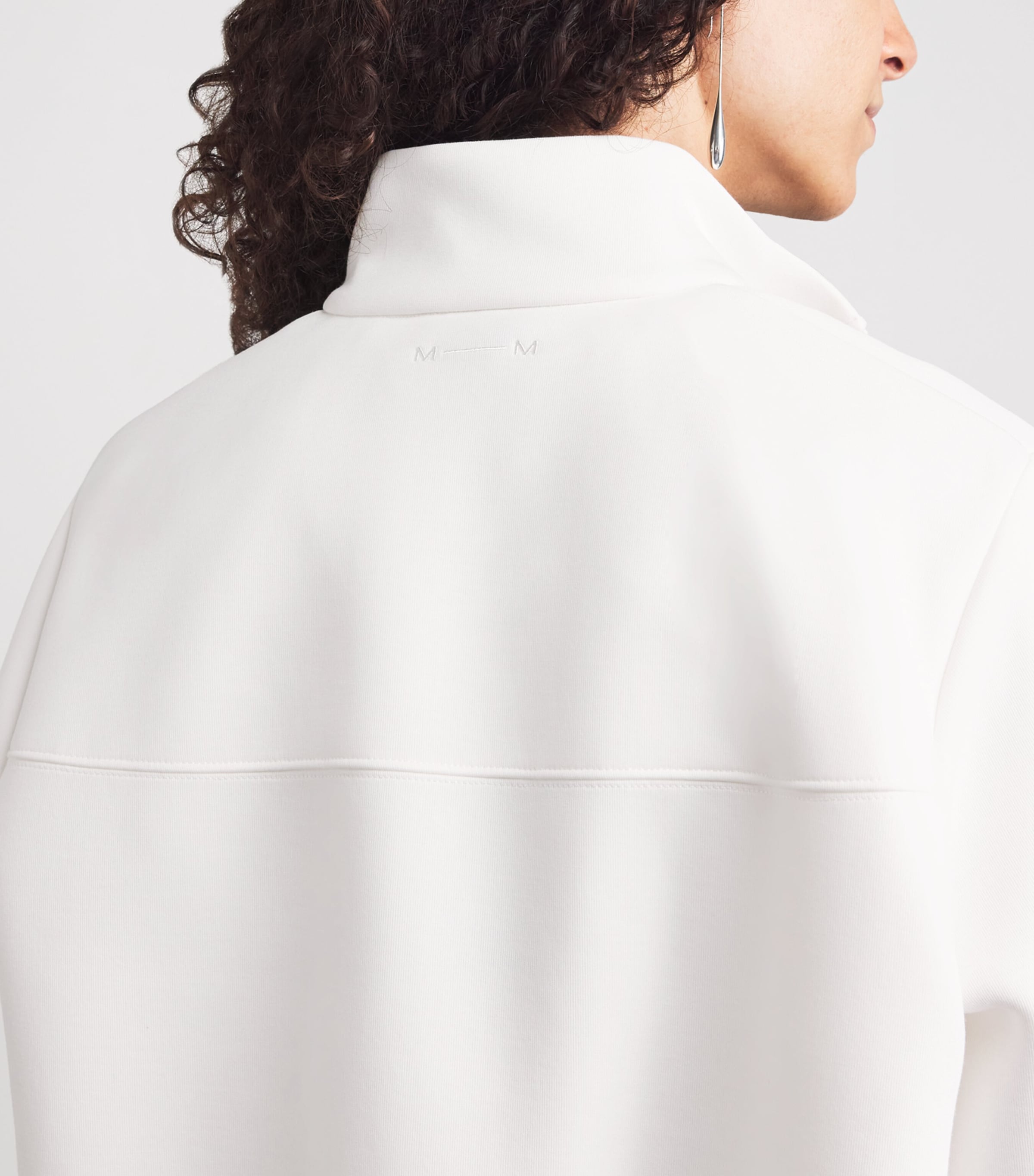 MM Womens Cotton-Silk-Blend Zip-Up Sweatshirt White Image 3