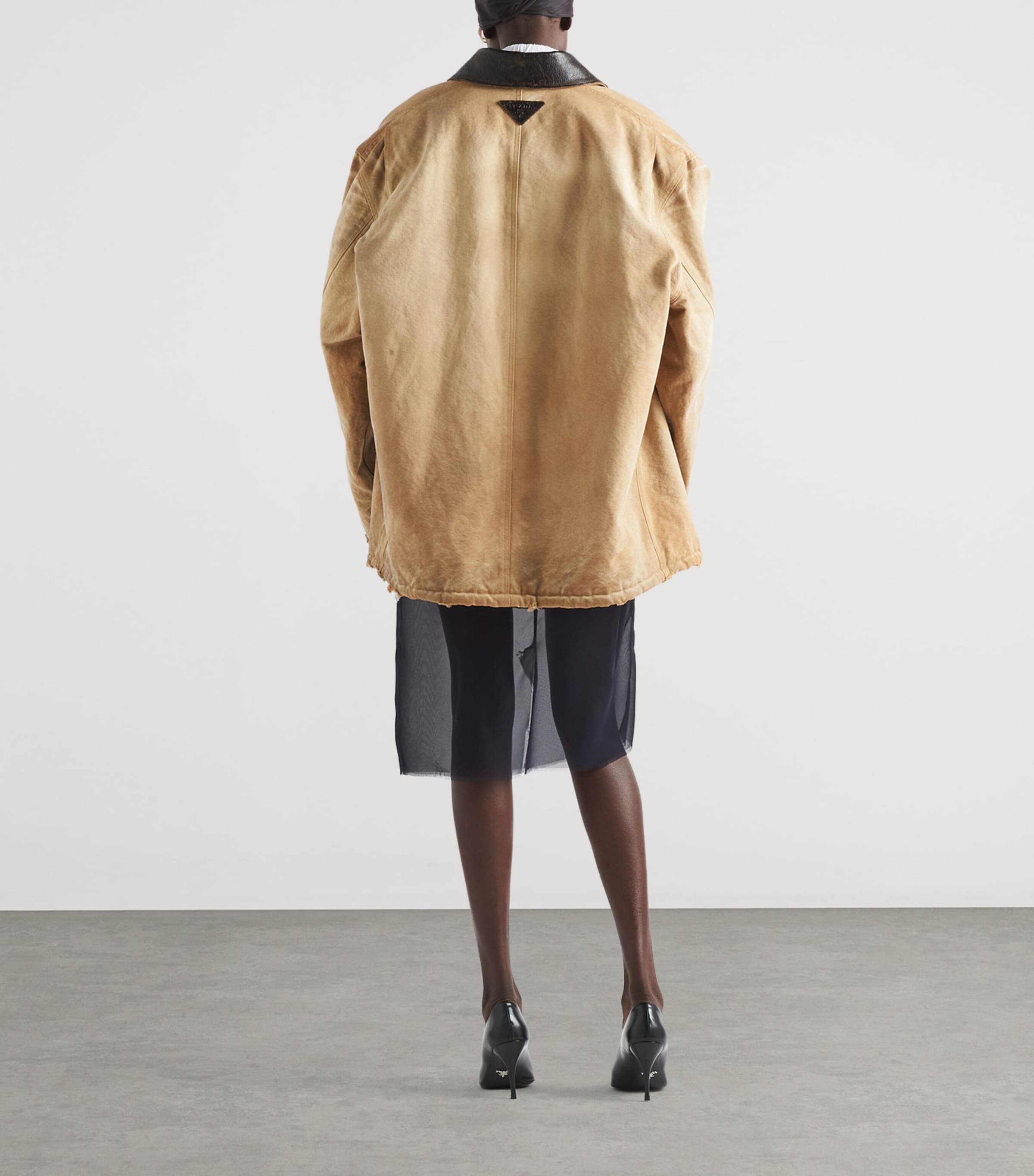 Cotton Canvas Distressed Jacket F0QB9 Image 5