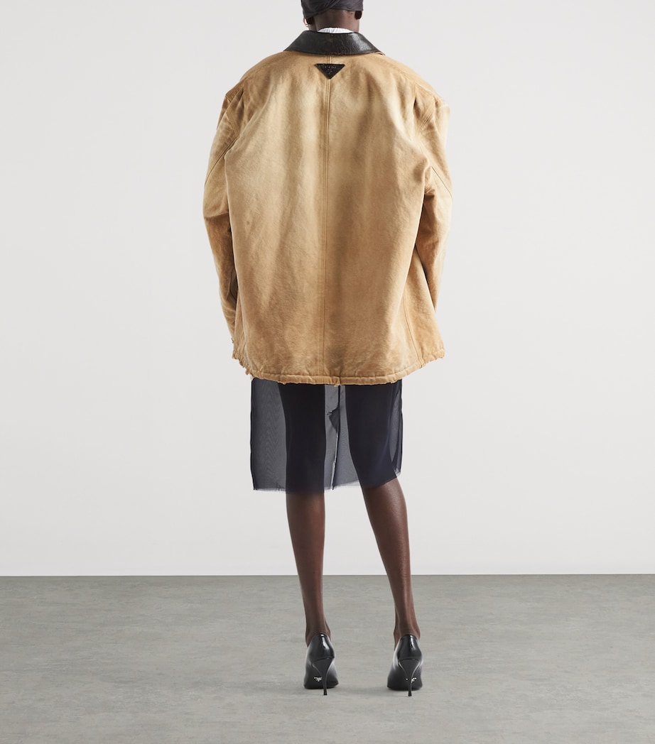 Cotton Canvas Distressed Jacket F0QB9 Image 5