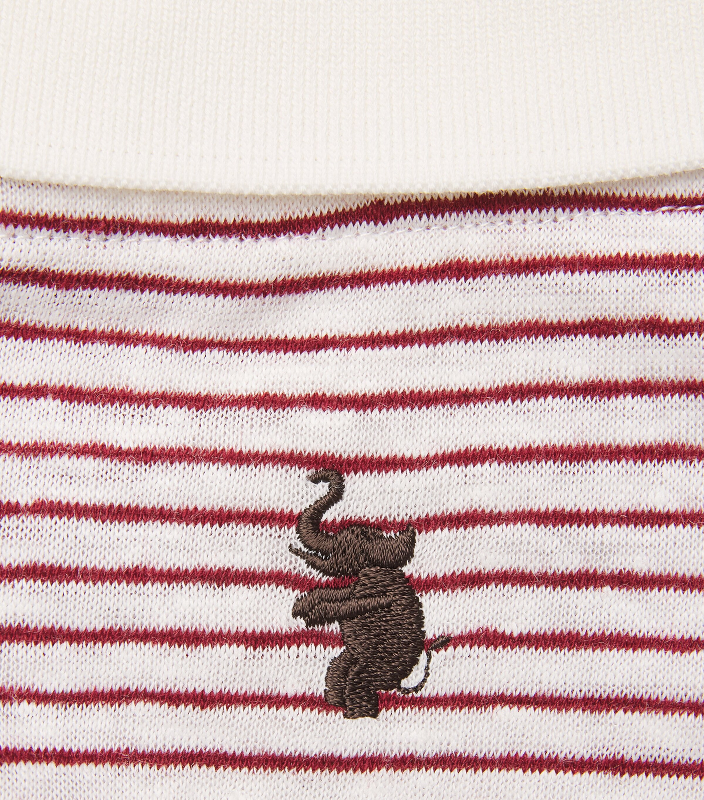 Wales Bonner Mens Linen-Cotton Stripe Bask Polo Shirt Ivory / Wine Image 6