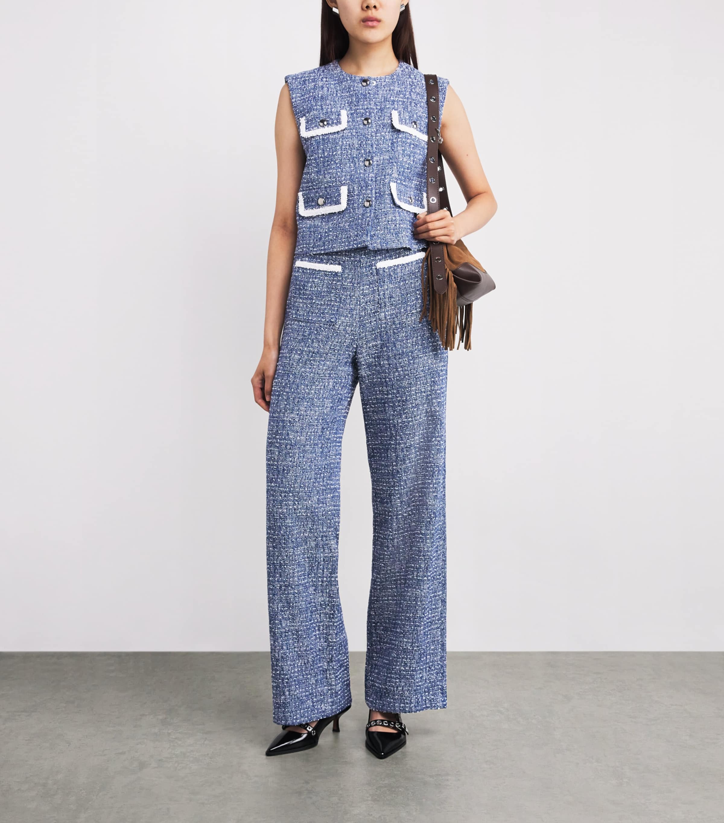 Bouclé Tweed Trousers NAVY Image 2