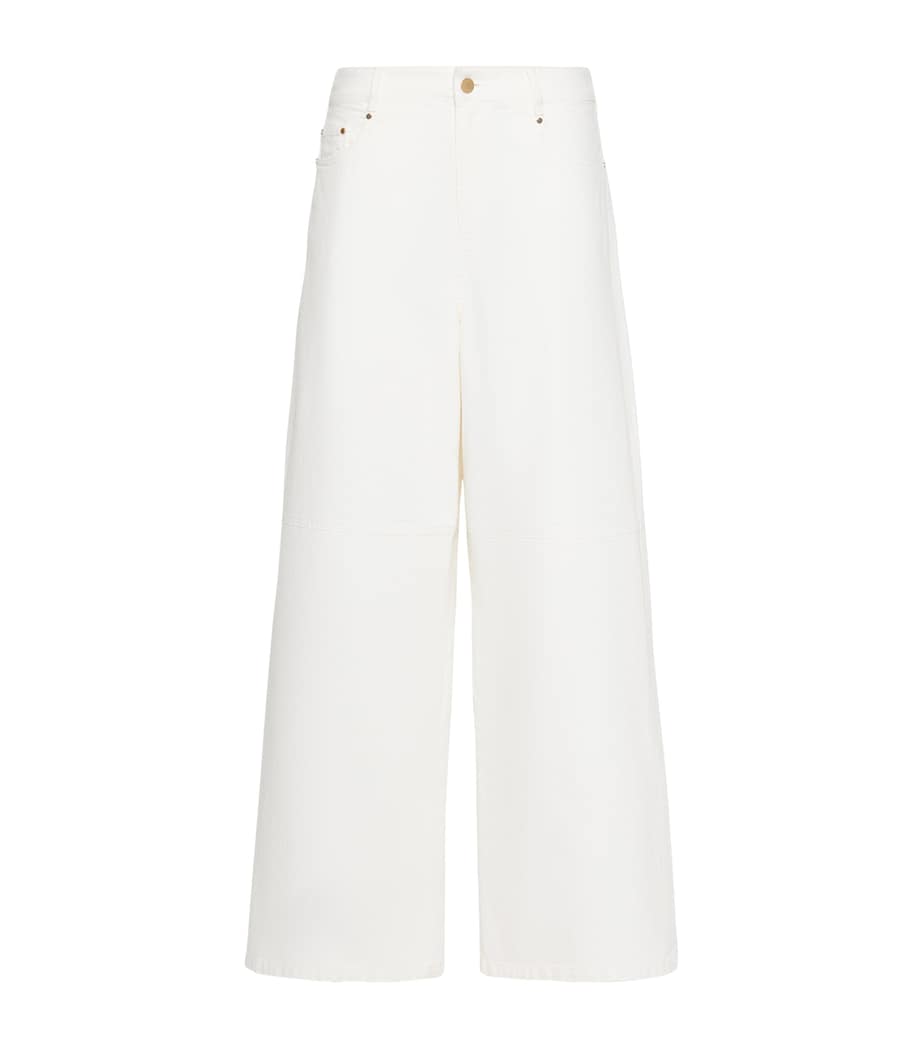 Max Mara Womens Wide-Leg Jeans White Image 1