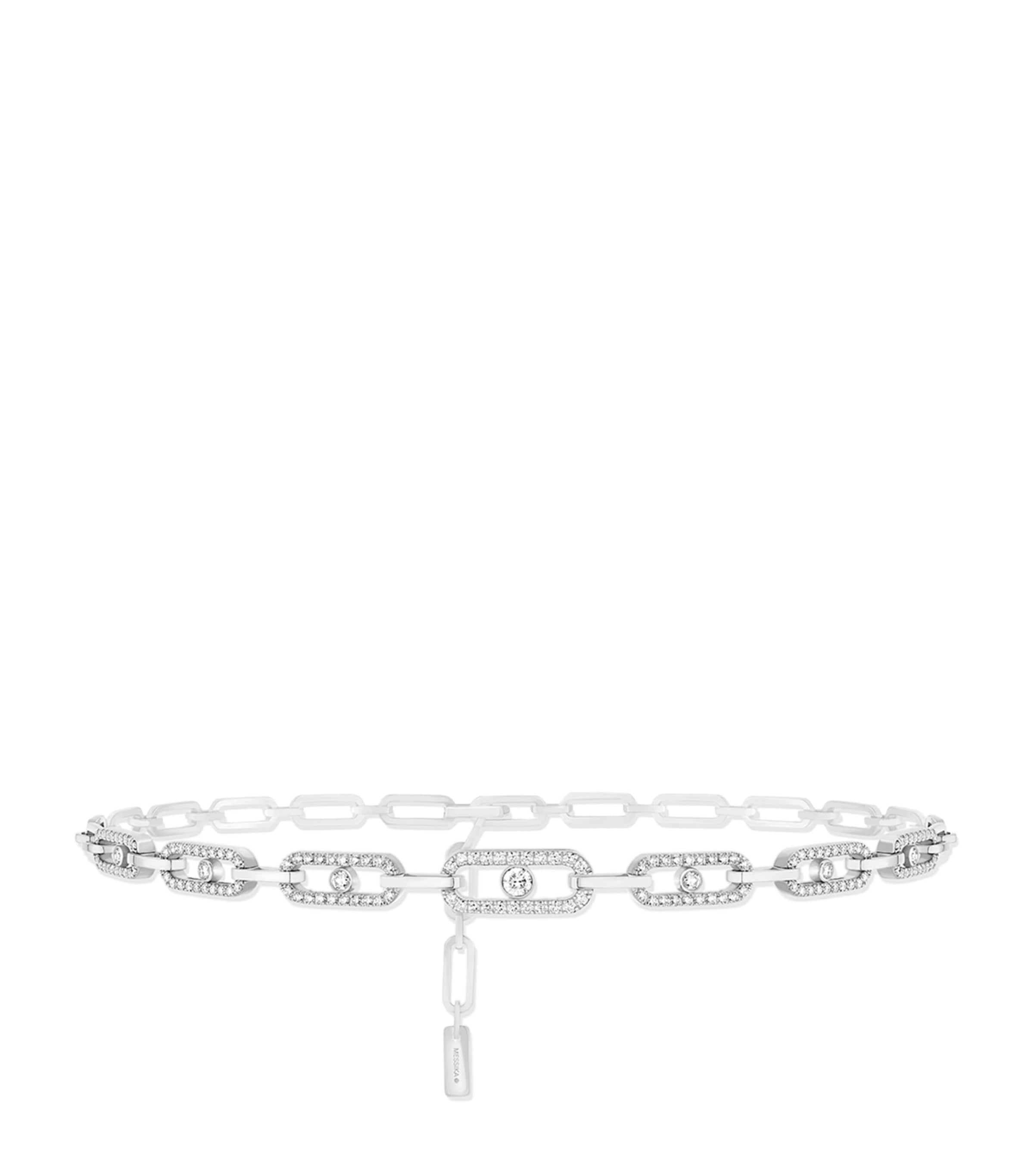 White Gold and Diamond Move Link Multi Choker WHITE GOLD Image 1