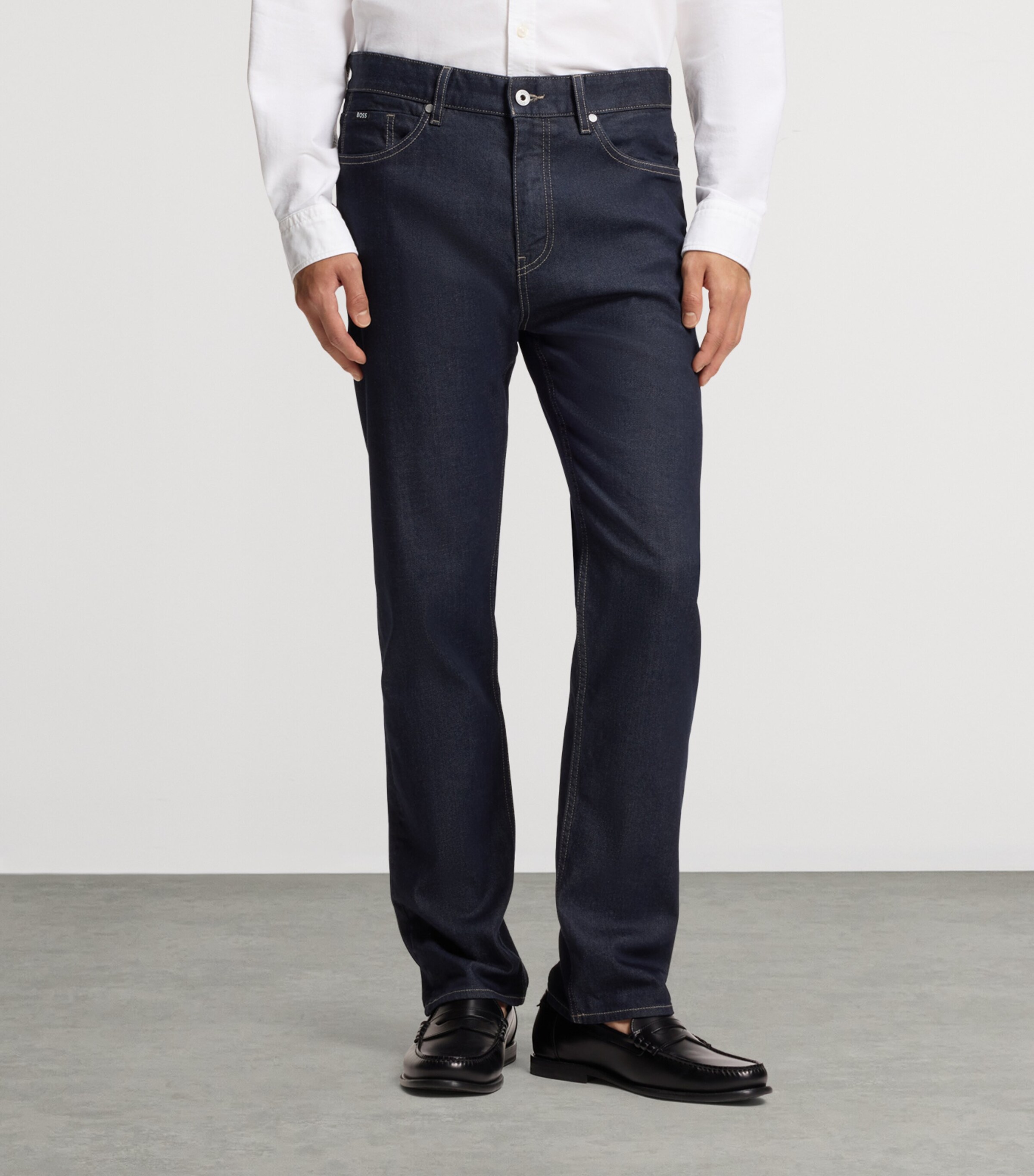 BOSS Mens Stretch-Denim Straight Jeans Image 2