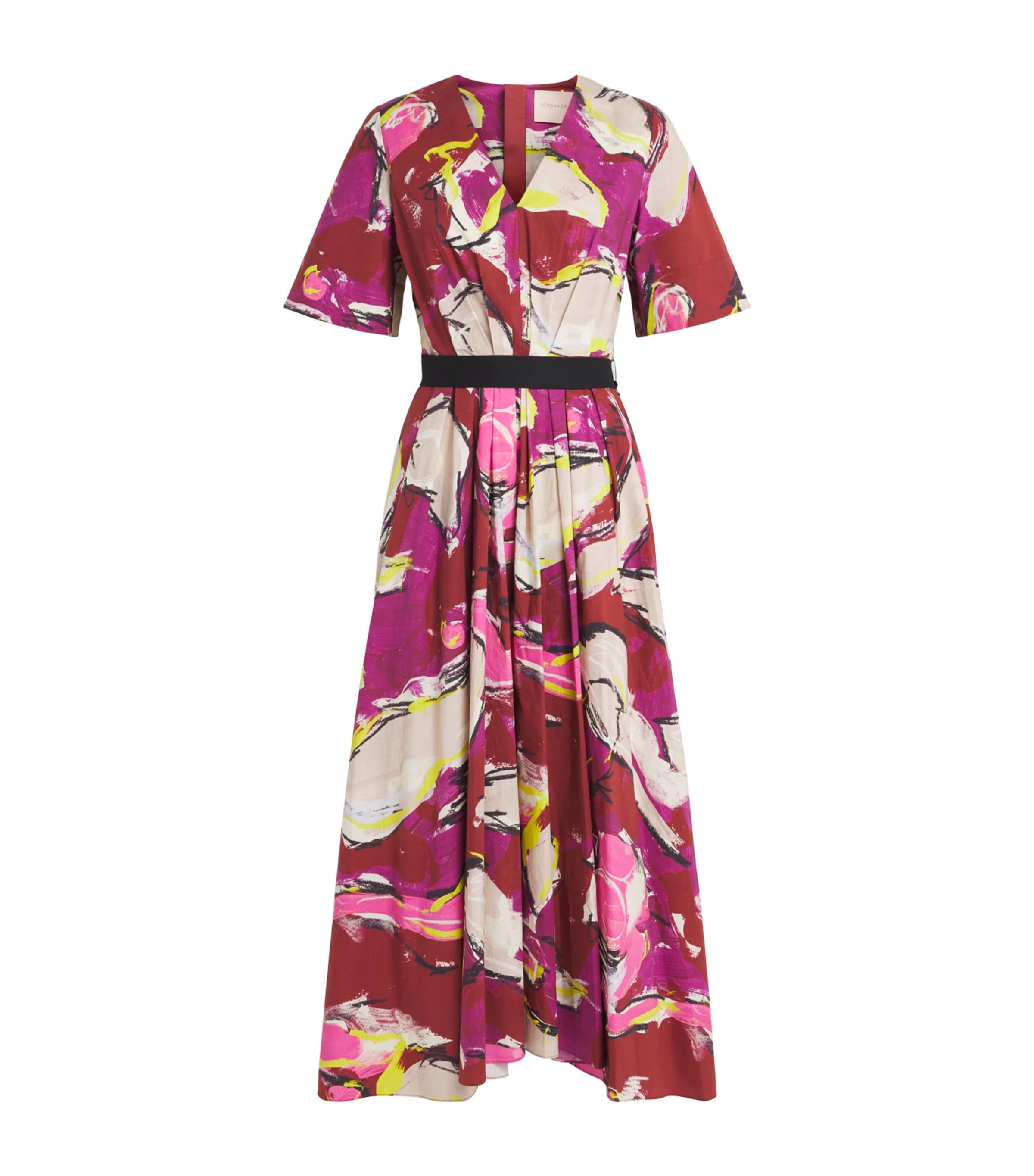 Roksanda Womens Cotton Printed Sana Midi Dress Brushburgundy Image 1