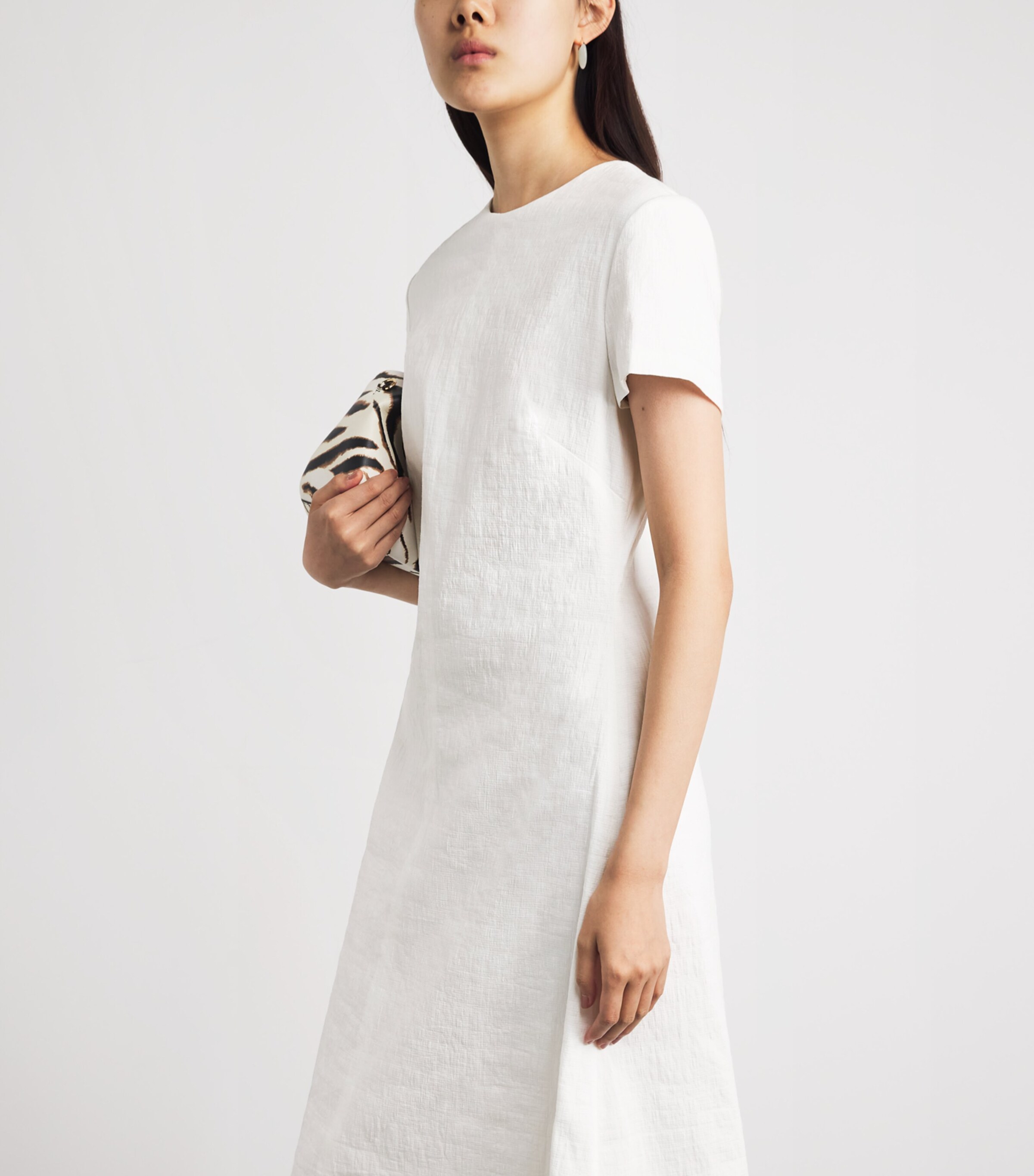 Brandon Maxwell Womens Linen-Blend Ridley Mini Dress White Image 3